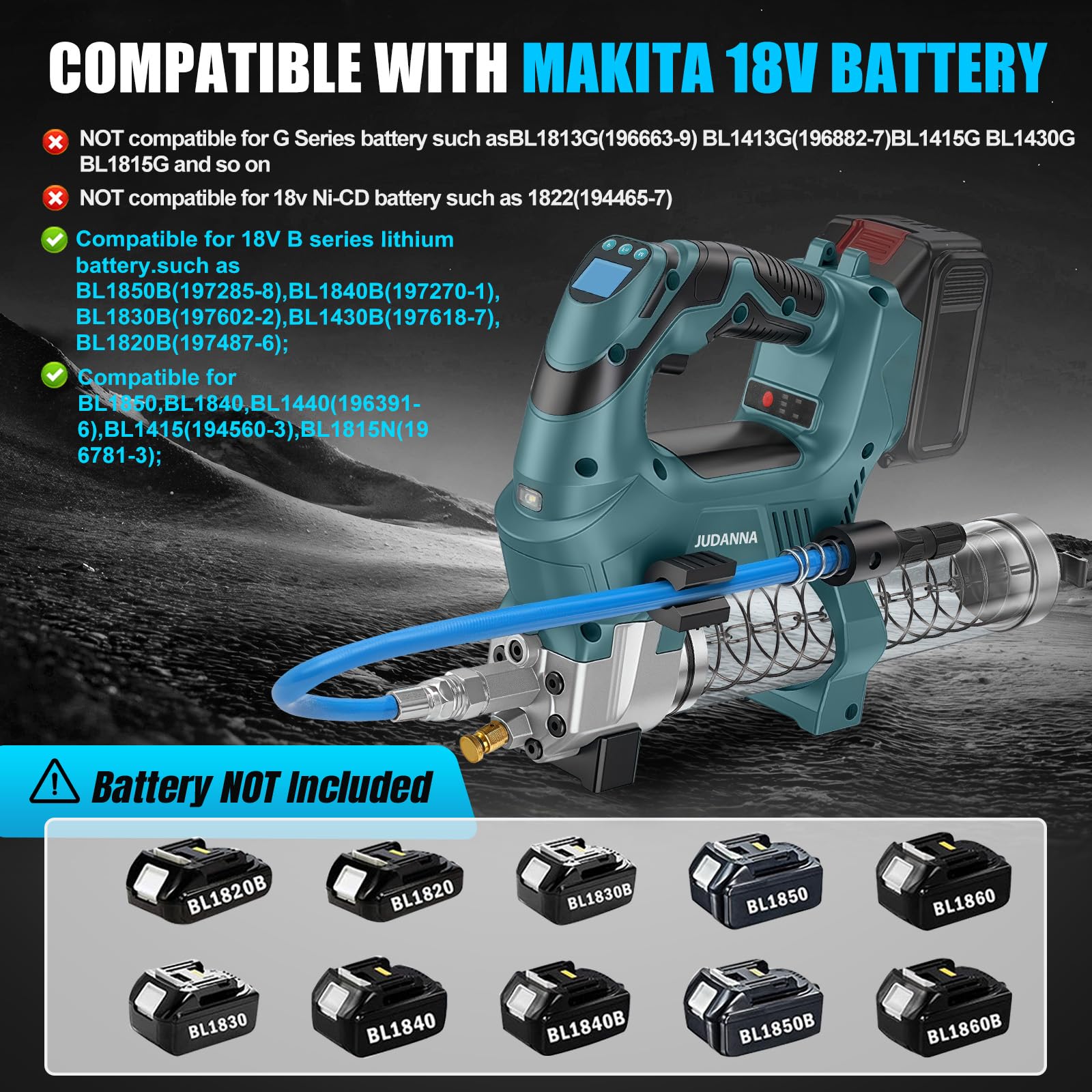 Sgrassatore a batteria per batteria Makita da 18 V, 12000 psi, 160 g/min | Sgrassatore elettrico a batteria da 18 V, motore senza spazzole, indicatore LED, per macchine pesanti (senza batteria)