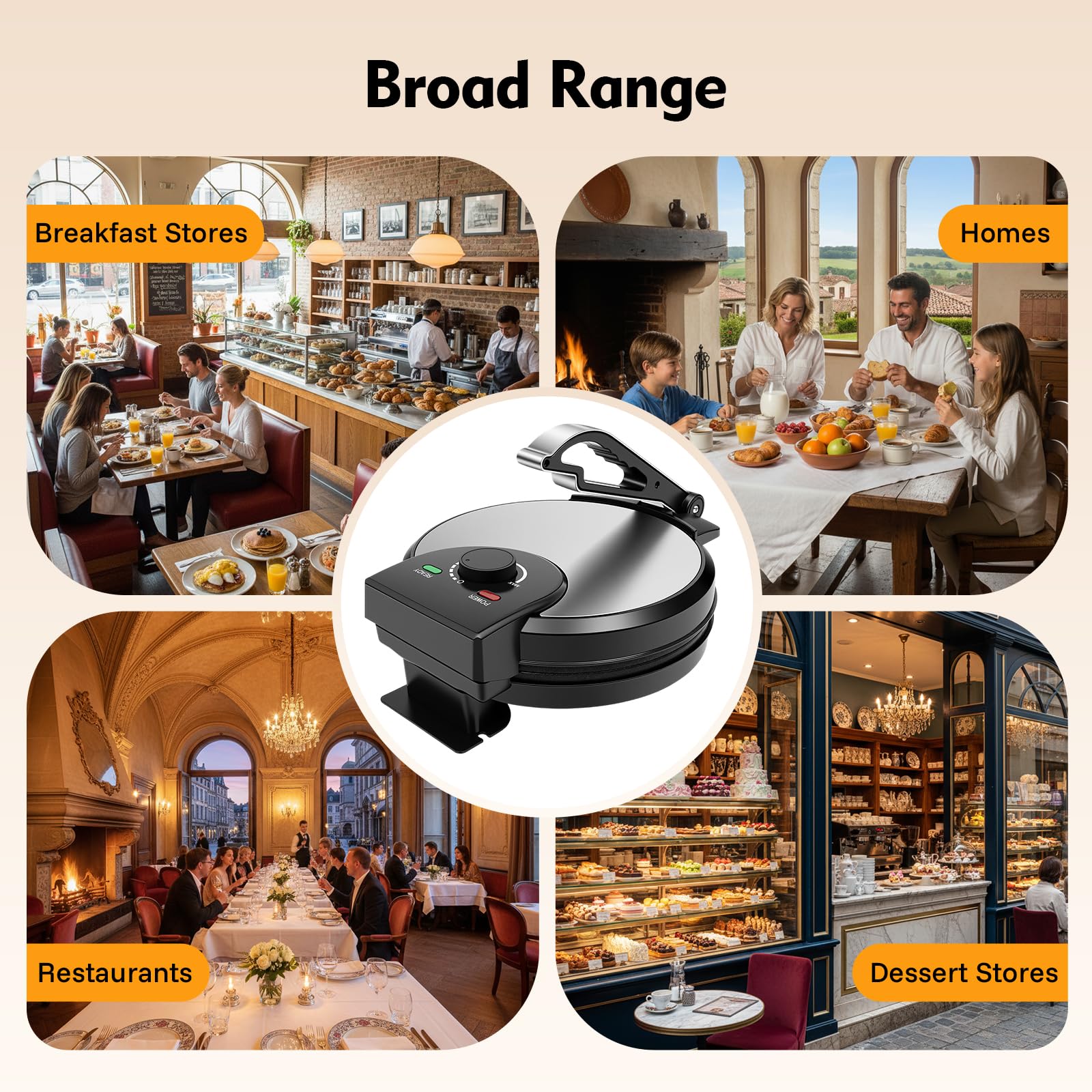 Roti-Maker Machine à tortillas électrique double face en acier inoxydable 26 cm, 1200 W, avec revêtement antiadhésif, machine à crêpes, contrôle de la température, pour tortillas, tacos