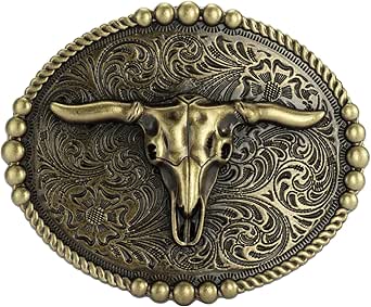 81Une7nvGpL. AC SY445 SX342 QL70 ML2 2025 TYWestyles Hebilla de cinturón de vaquero occidental, hebilla de cinturón de calavera de toro de Texas para hombres y mujeres