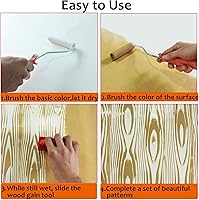 Vista 5 de Juego de herramientas de granulado de madera, 6 piezas de 7 pulgadas, rodillo de grano de madera falsa de goma, herramienta de granulado de goma