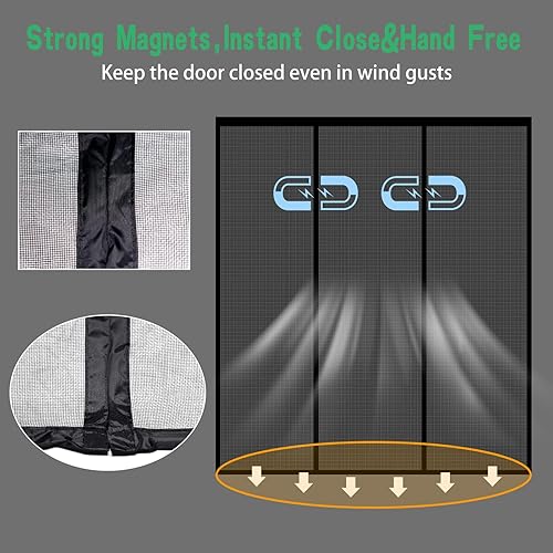 Miniatura 5 de Puerta magnética de fibra de vidrio, pantalla de puerta con imanes autosellantes, cierre de red de malla reforzada resistente para puerta corredera,