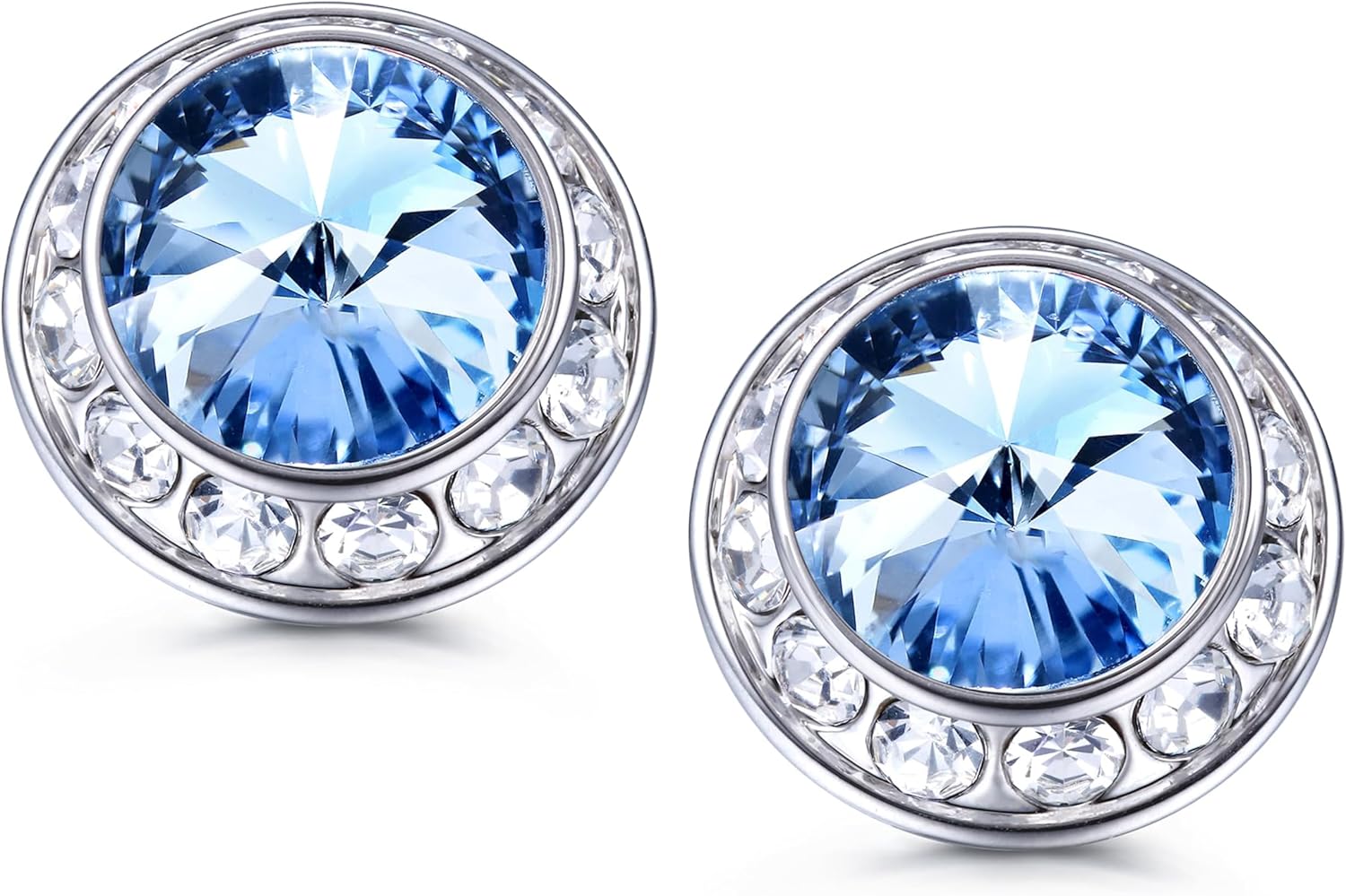 Tungary Blue Rhinestone Dance Competition Earrings for
