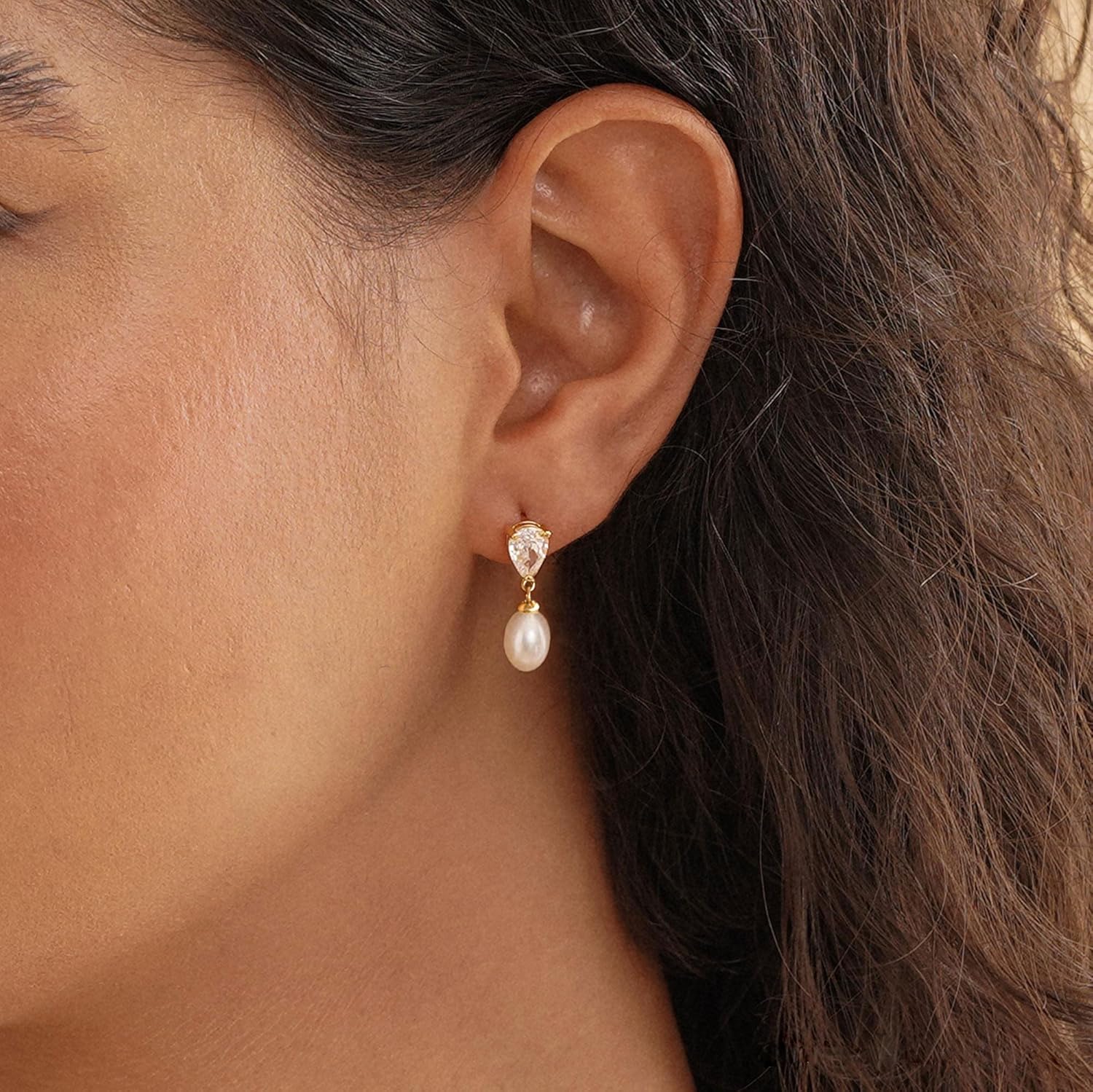 Pearl Earrings for Women,Dainty 14k Gold Plated Pearl Drop Earring Gold Bridal Dangle Earring Small Cute Stud Earring Wedding Dangle Earrings for Women Trendy Pearls Jewelry Bridesmaid Gifts Stuff - Image 4