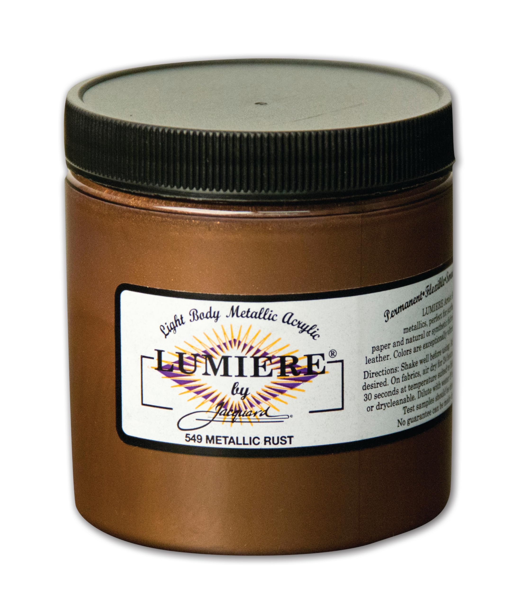 Photo 1 of Jacquard Lumiere 8oz Fabric Paint Metallic Rust - Metallic Paint for Fabric Paper Wood Ceramic and Metal - Light-bodied Metallic Acrylic Paint - Lightfast & Vibrant Acrylic Paints