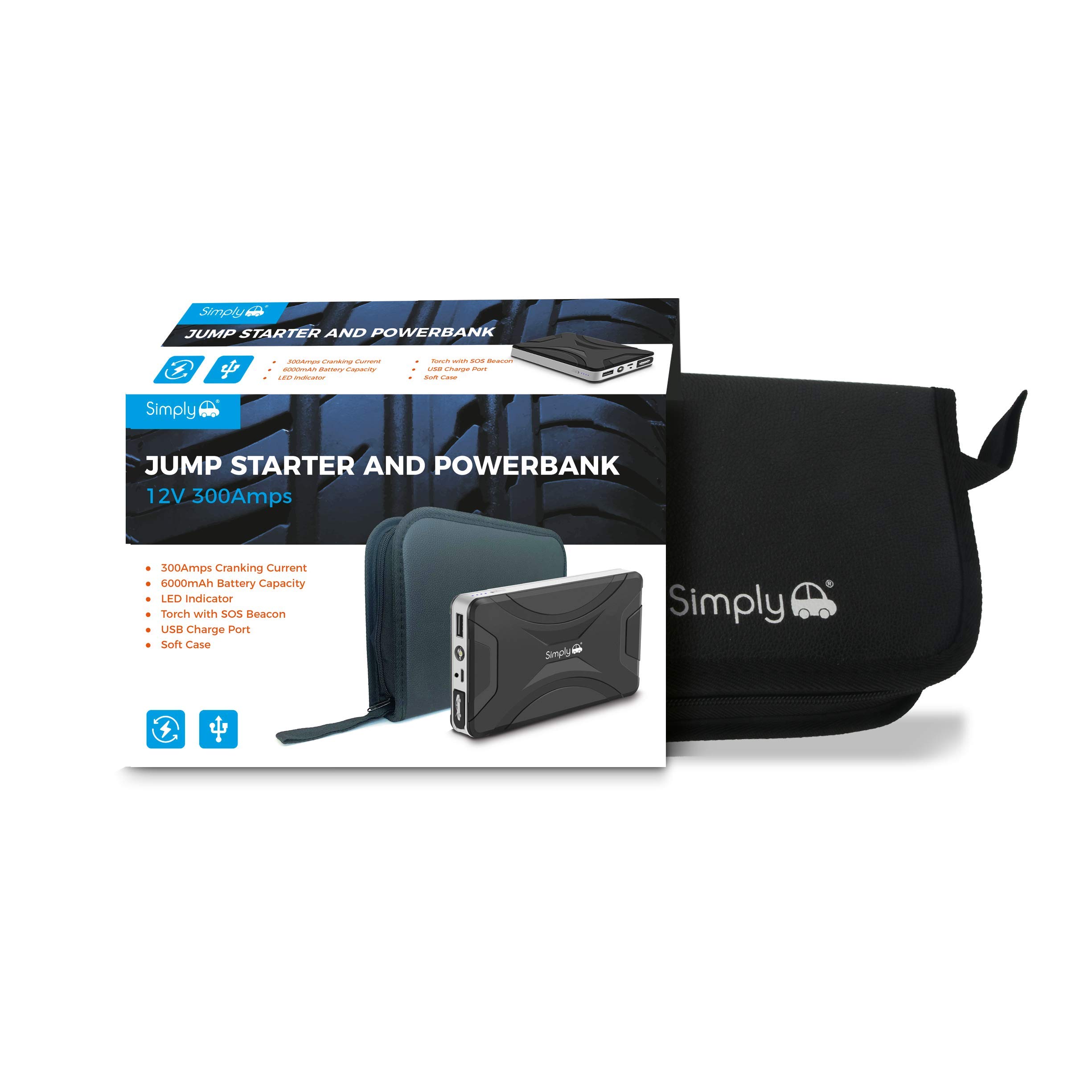 Simply JS003 300AMP Portable Jump Starter and Powerbank