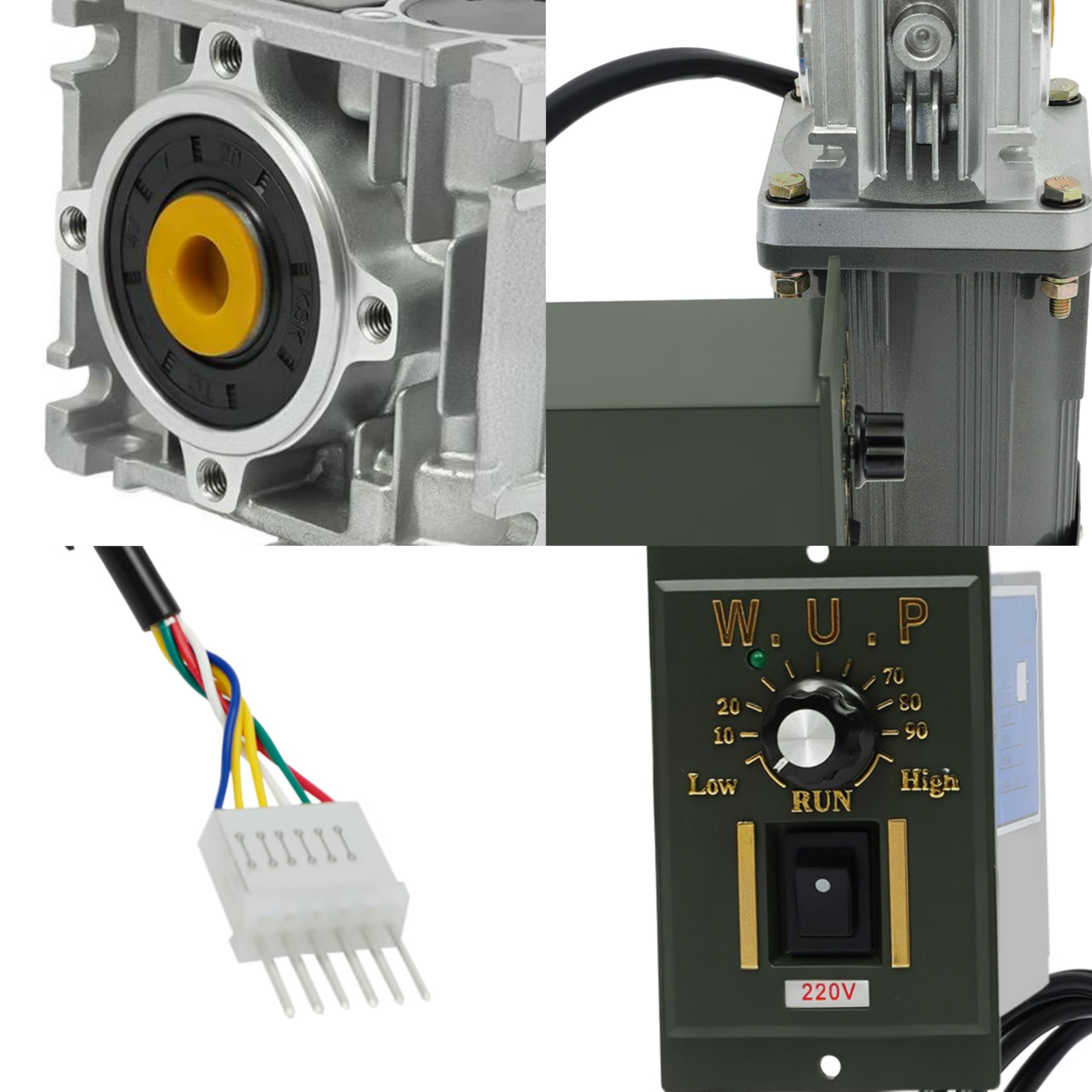 Motor de engranaje de tornillo sin fin eléctrico de 220 V 120 W con regulador, velocidad ajustable, engranaje reductor de tornillo sin fin con doble rodamiento de bolas, motor de engranaje de tornillo