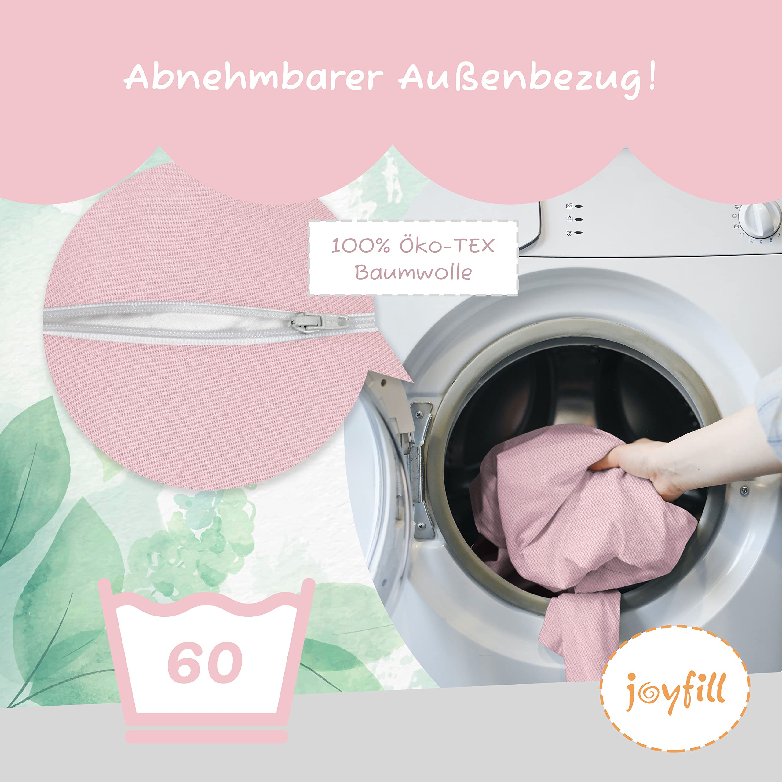 joyfill® XXL Sitzsack Kinder ÖKO-TEX Zertifiziert & 100% Made in Germany Kinder Sitzsack XXL mit weichem Baumwollbezug ideal für Jungen & Mädchen (505 Rose)