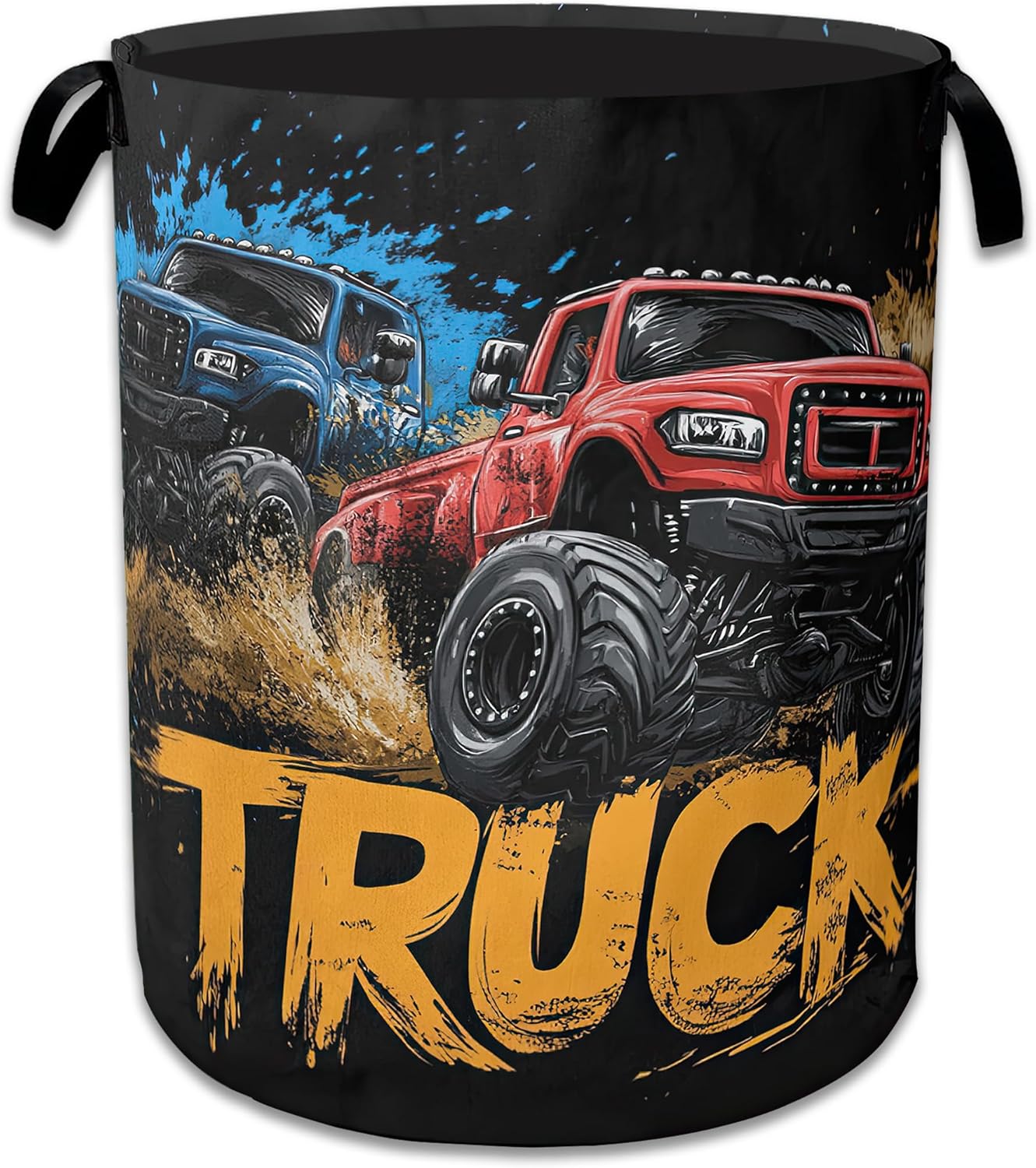 Trucks Laundry Basket Collapsible Laundry Hamper Clothes Toy Storage Bin for Bathroom Bedroom Room Decor 16" X 20.8"