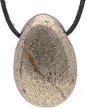 Lebensquelle Plus Pyrit Teardrop Pendant with Leather Chain, Halbeldelstein, Pyrit