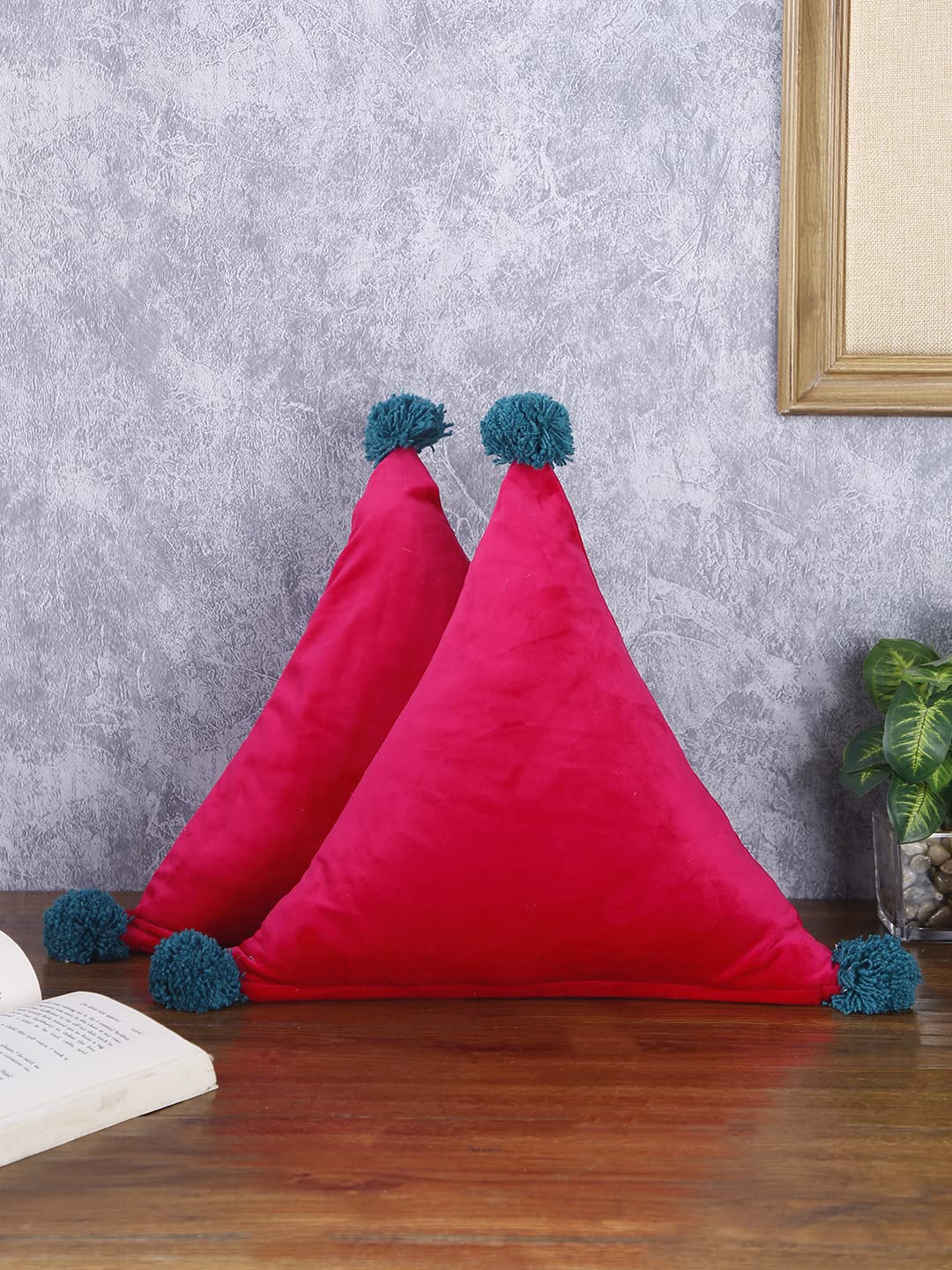 eyda Triangle Shape Filled Cushions, Set of 2, 15x15x15 Inches, Velvet Throw Cushion, Decorative Cushion for Sofa and Home Décor, Plush Cushions, Super Soft Pillows for Couch and Decoration (B0B8348LQY) Amazon Price History, Amazon Price Tracker