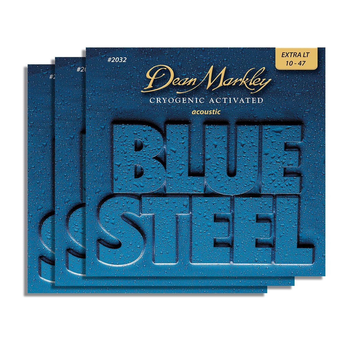 Dean Markley 2032 Blue Steel Acoustic Guitar Strings 10-47 Extra Light Gauge, Cryogenically Processed Steel Guitar Strings for Longer Life, Superior Tone Performance & Tuning Stability - PACK OF 3