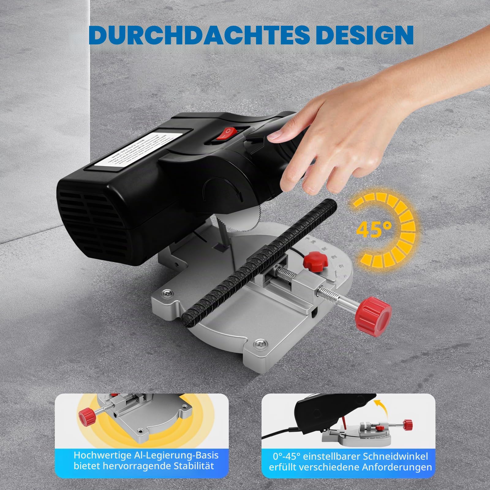 Mini Kappsäge Gehrungssäge Tisch Schneidemaschine Stahl Sägeblatt Kreissäge Kappsäge für Holz Metall, 4500 U/min