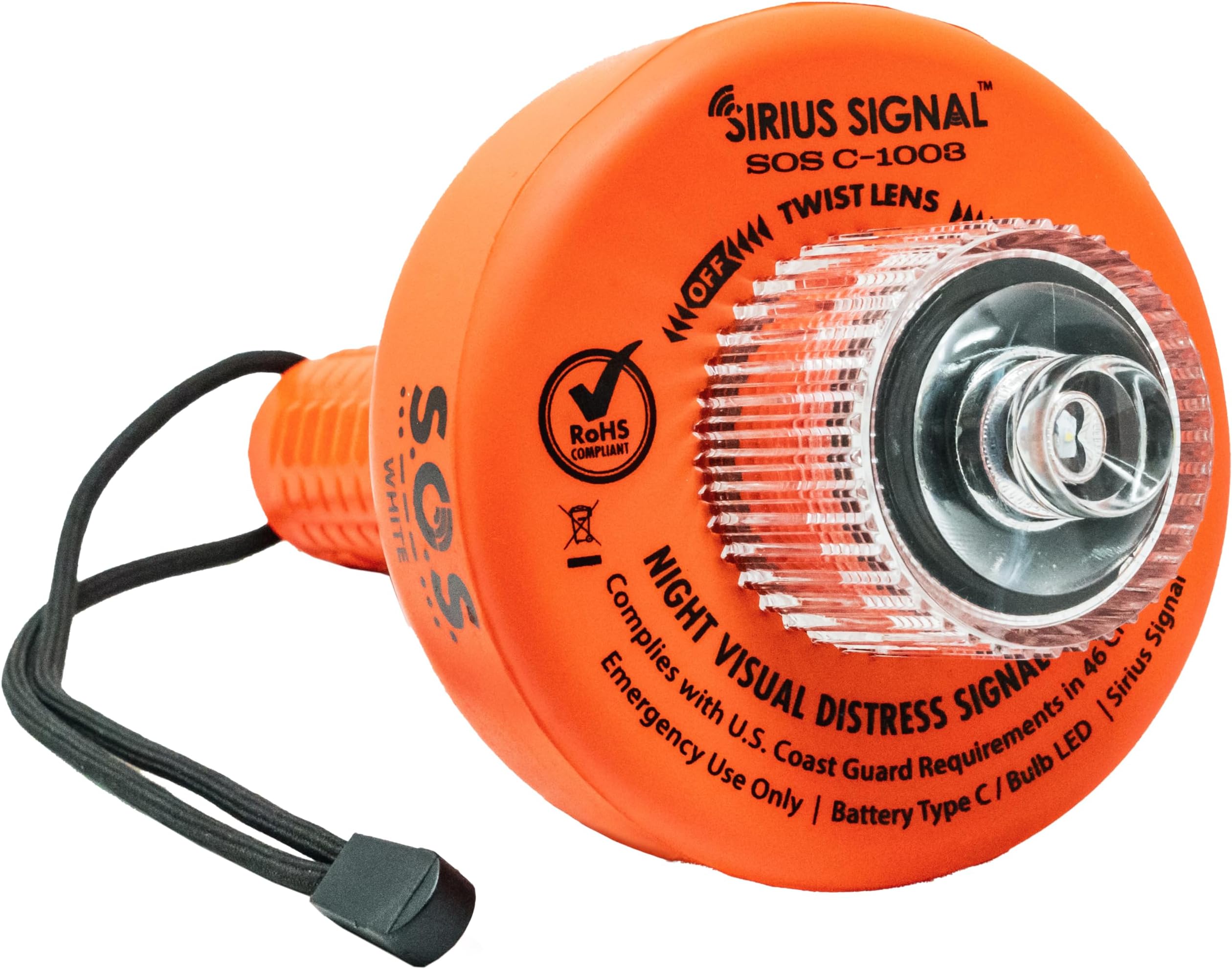Sirius Signal C-1003 SOS LED Flare Electronic Visual Distress Signal Kit with Daytime Distress Flag and Whistle - CG Approved - Legally Never Buy Flares Again
