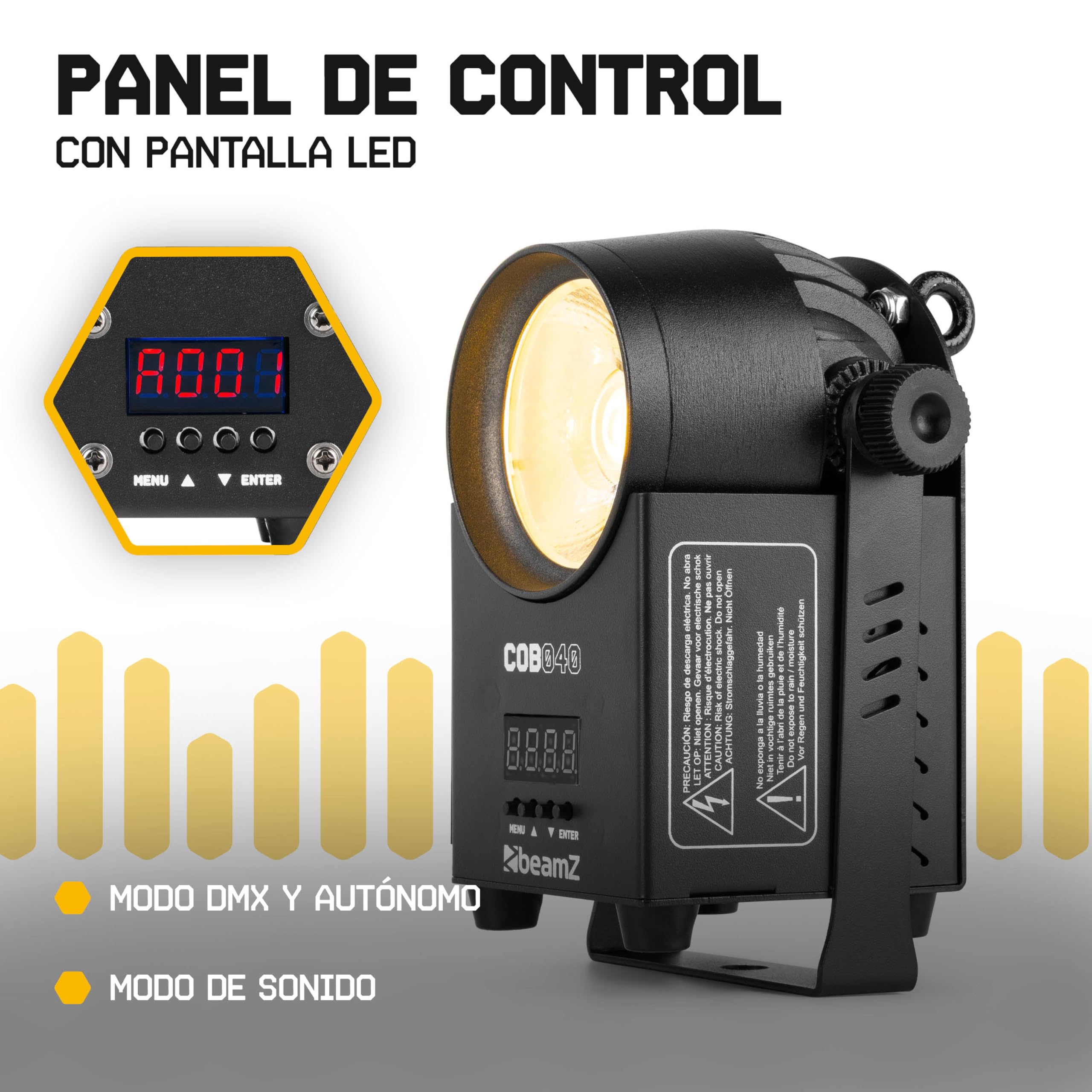 BeamZ COB040 Spot LED COB bicolor 40W DMX | Haz uniforme y suave, reproducción natural del color, regulación precisa, para teatro y estudio