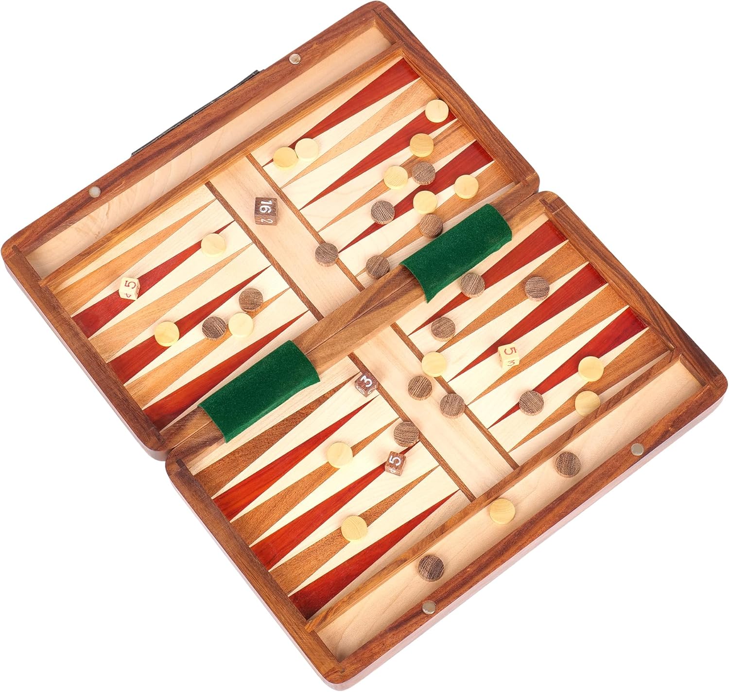 Custom 16-Inch Handmade Backgammon Set – Greek Tavli Style Wooden Board with Unique Checkers & Dice – Personalized Strategy Game for Adults – Portable Travel Set for 2 Players