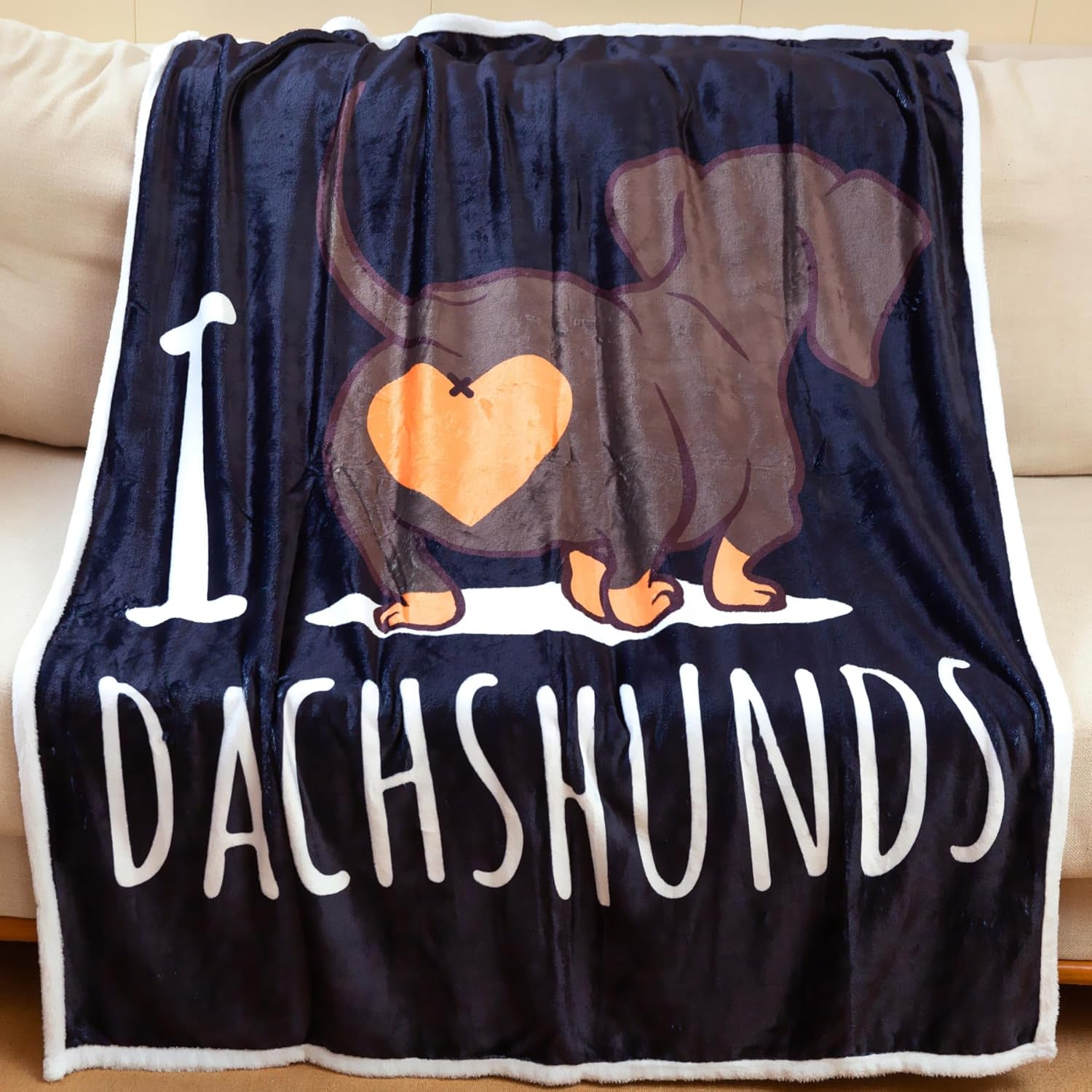 Dachshund Blankets, Weiner Dog Blanket, I Love Dachshunds Blanket for Adults Super Soft Dachshund Gifts for Dog Lovers (Dachshund 4, 47"x 60")