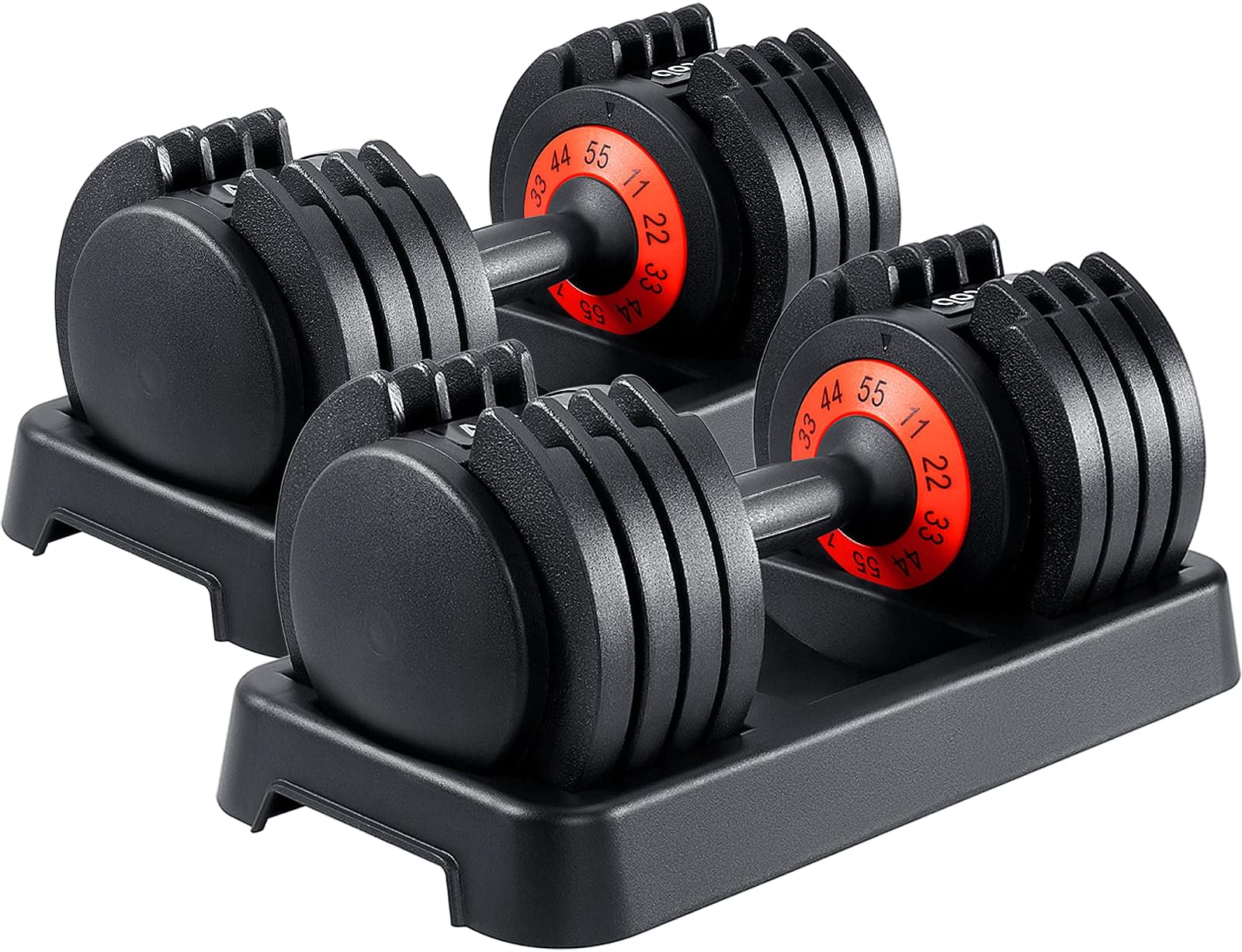 25/55 LBS Adjustable Dumbbell Set, Anti-Slip Fast Adjusting with Turning Handle, Adjustment for Men and Women, Weights Pair for Compact Home Gym Exercise Strength