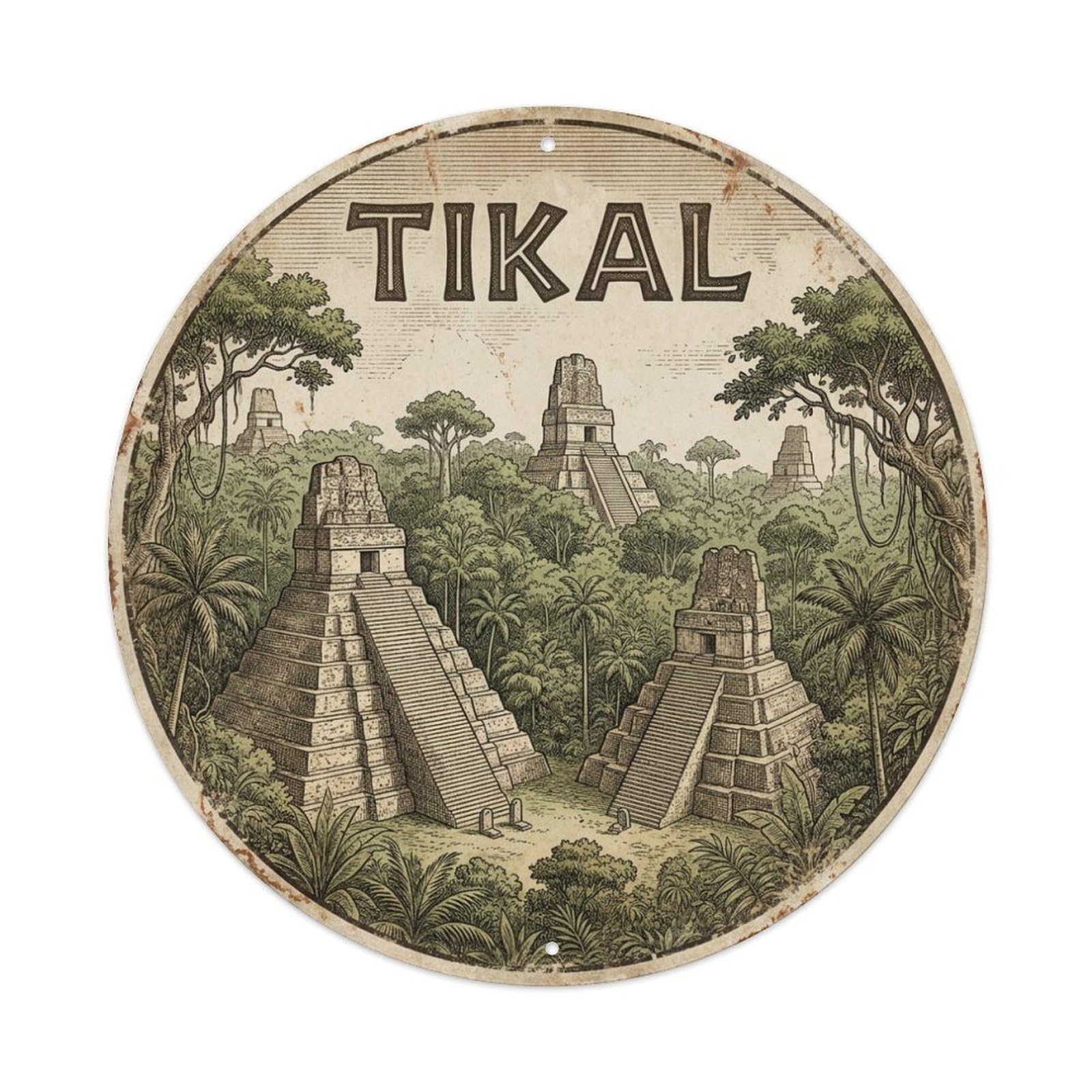 Travel Guatemala Retro Tikal Metal Tin Sign