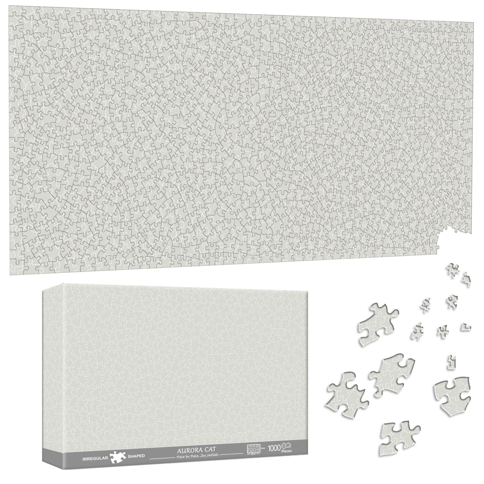 Pavemlo Special Shape Puzzles for Adults 1000 Pieces - OATMEAL GRAY Jigsaw Puzzle Challenging Impossible Puzzle, Unique Home Decor & Game (41x80 cm) for Puzzle Lovers