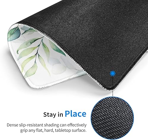 Miniatura 2 de CANFLASHION Alfombrilla de mouse, bonita alfombrilla de mouse con hojas de hierba verde, alfombrilla cuadrada impermeable, base de goma