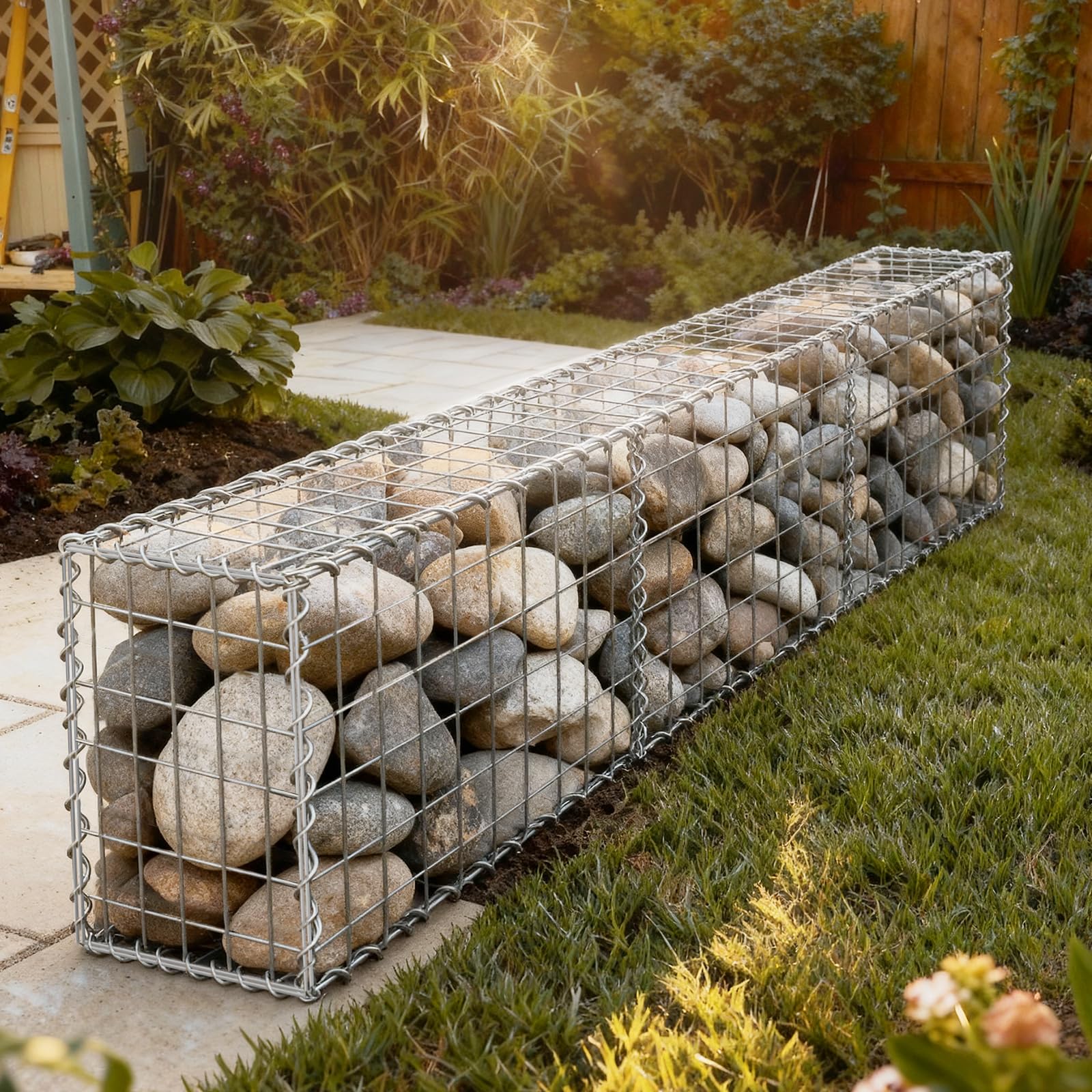 6er Set Gabionenkörbe 100 x 50 x 30 cm, Gabione aus verzinktem Stahl, Garten Steinkorb Drahtkorb für Stützmauer, Hochbeet, Beeteinfassung, Sichtschutz & Landschaftsbau
