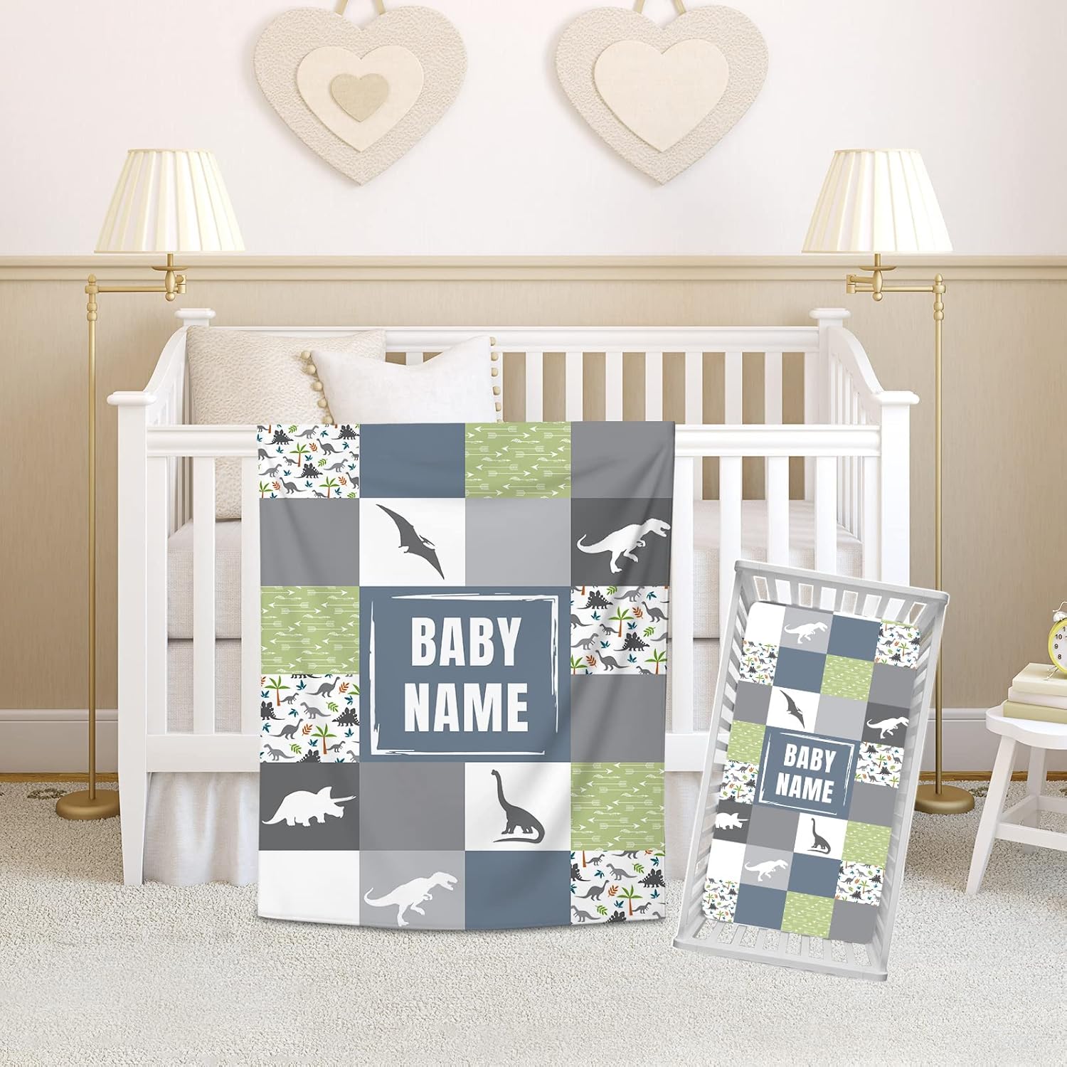 Personalized Baby Crib Bedding Sets for Baby Boys, Custom Wolf Pack Baby Girls Crib Bedding Set with Name, 2 Piece Nursery Baby Crib Bedding Sets, Name Crib Comforter, Crib Fitted Sheets for Babies