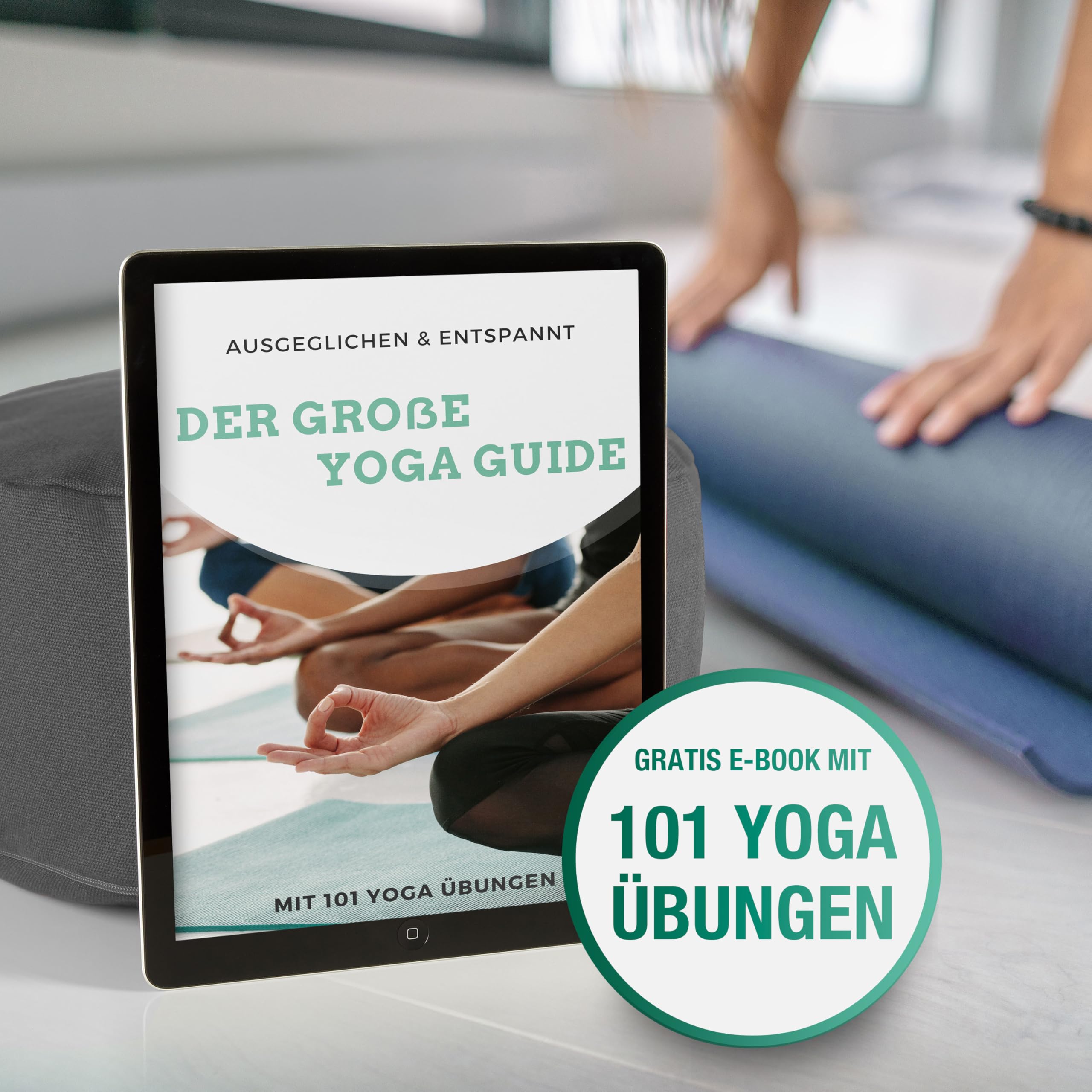NAJATO Sports Meditationskissen – Yogakissen inkl. E-Book (PDF Datei) – Rundes Yoga Kissen mit Buchweizenschalen-Füllung – 30 cm Durchmesser, 14 cm hoch – Waschbarer Bezug aus Baumwolle (Anthrazit)