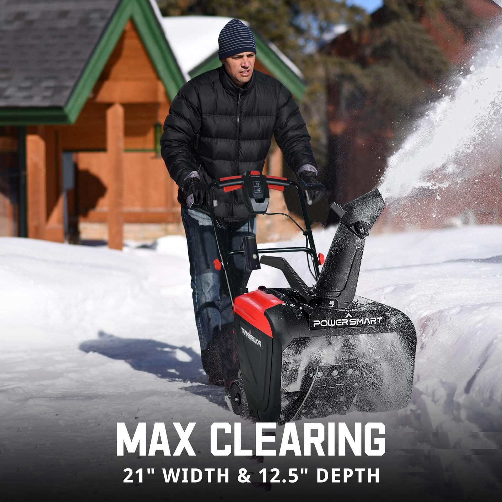 PowerSmart 21Inch Corded Snow Blower, Electric Snow Blower