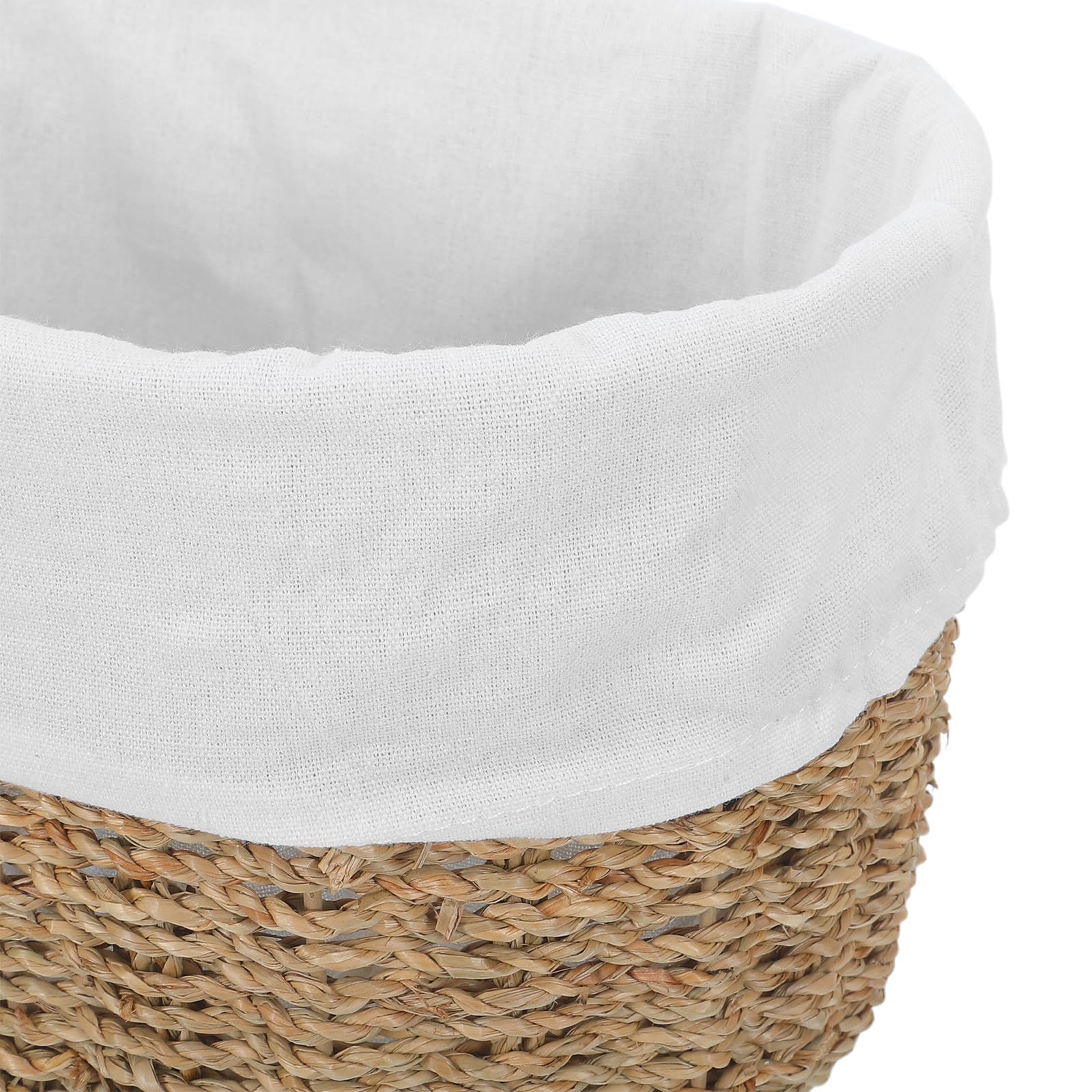 Cubo de Basura Grande Beige de Hierba con Diseño Portátil y Fácil de Mover para Oficina y Baño Estilo Rústico Decorativo