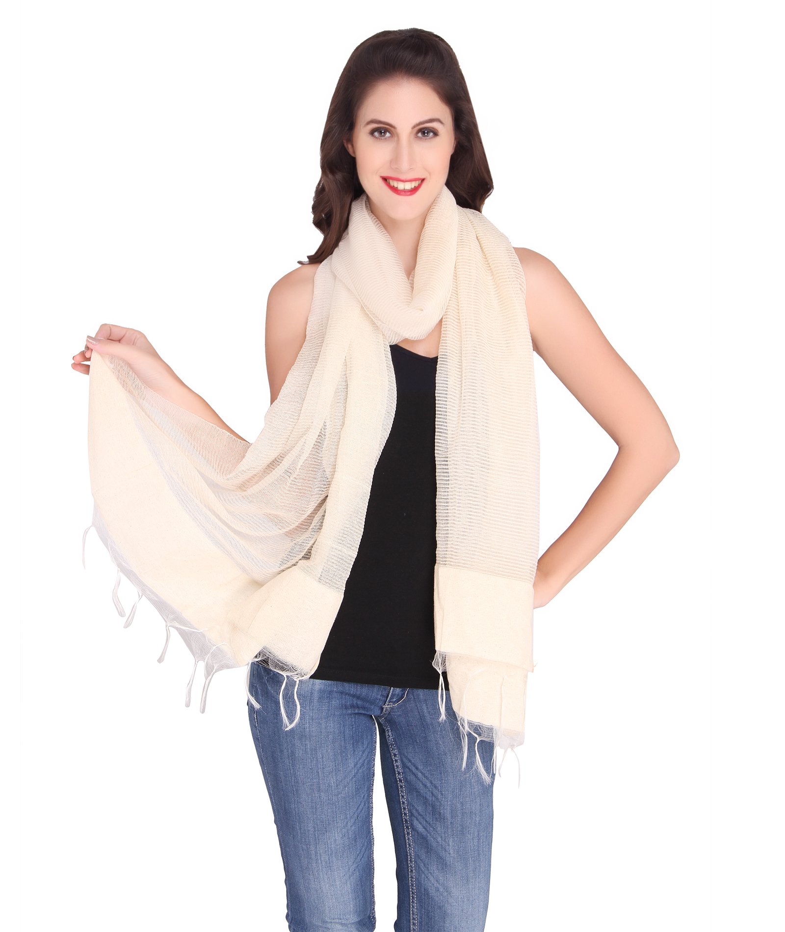 dupatta bazaar Women's Organic Cotton Off White Dupatta-picture-22