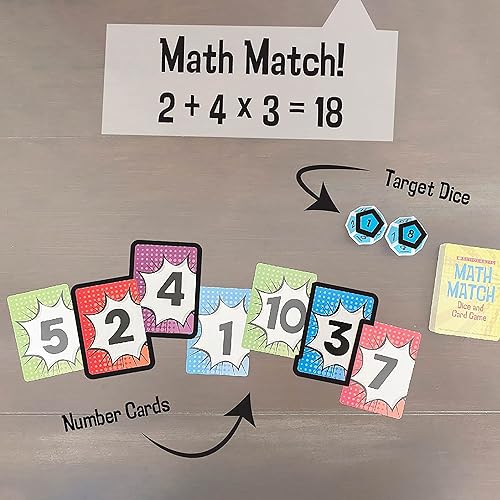 Miniatura 7 de University Games Scholastic, Math Match dados y juego de cartas, la mejor combinación de matemáticas mentales para niños de 5 a 12 años y de 1 a 4