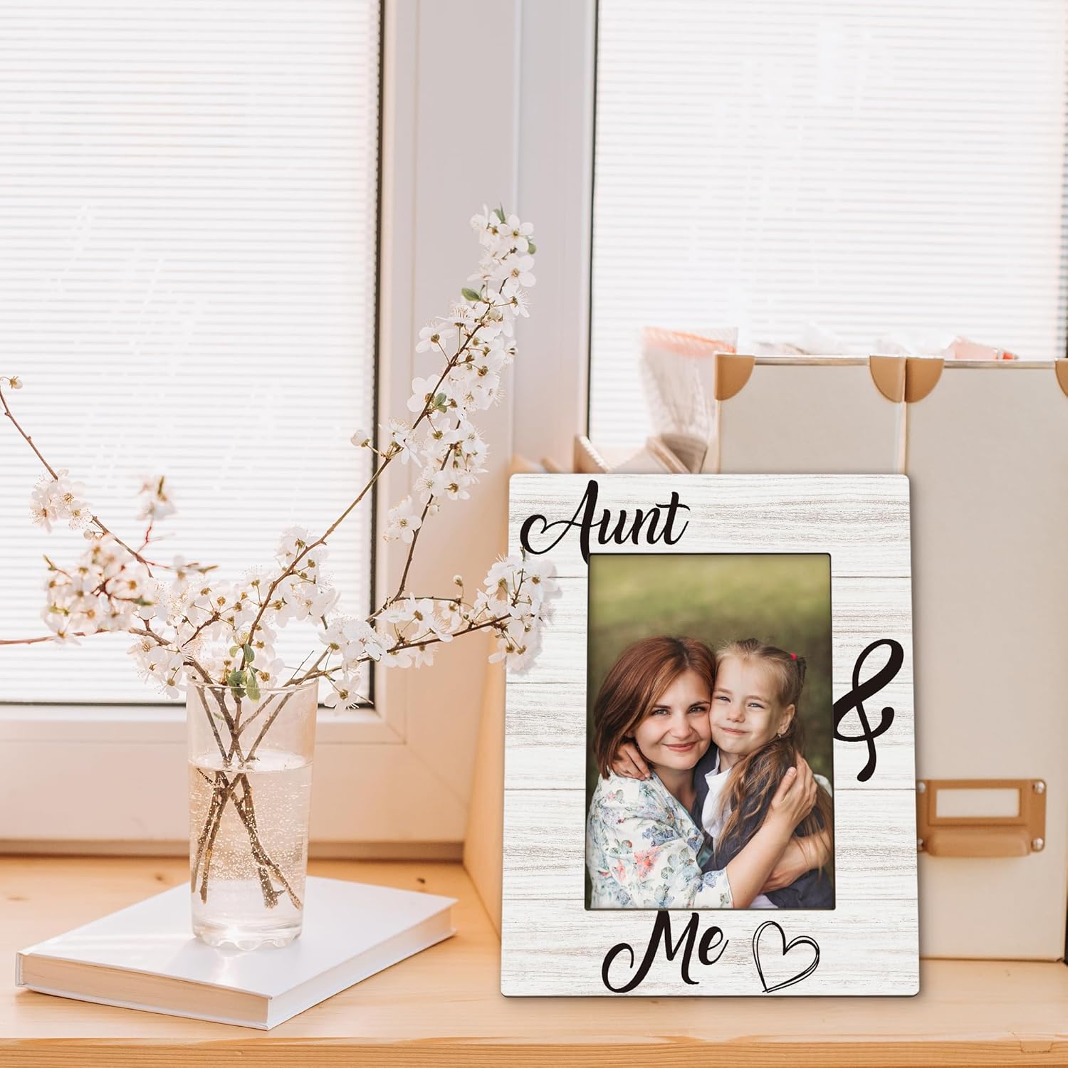 Aunt Gifts Picture Frame 5x7, Auntie Photo Frame, Christmas Mothers Day Birthday Gifts for Auntie from Niece Nephew, Aunt and Me Wooden Picture Photo Frames for Desk Home Room Decor - Image 2