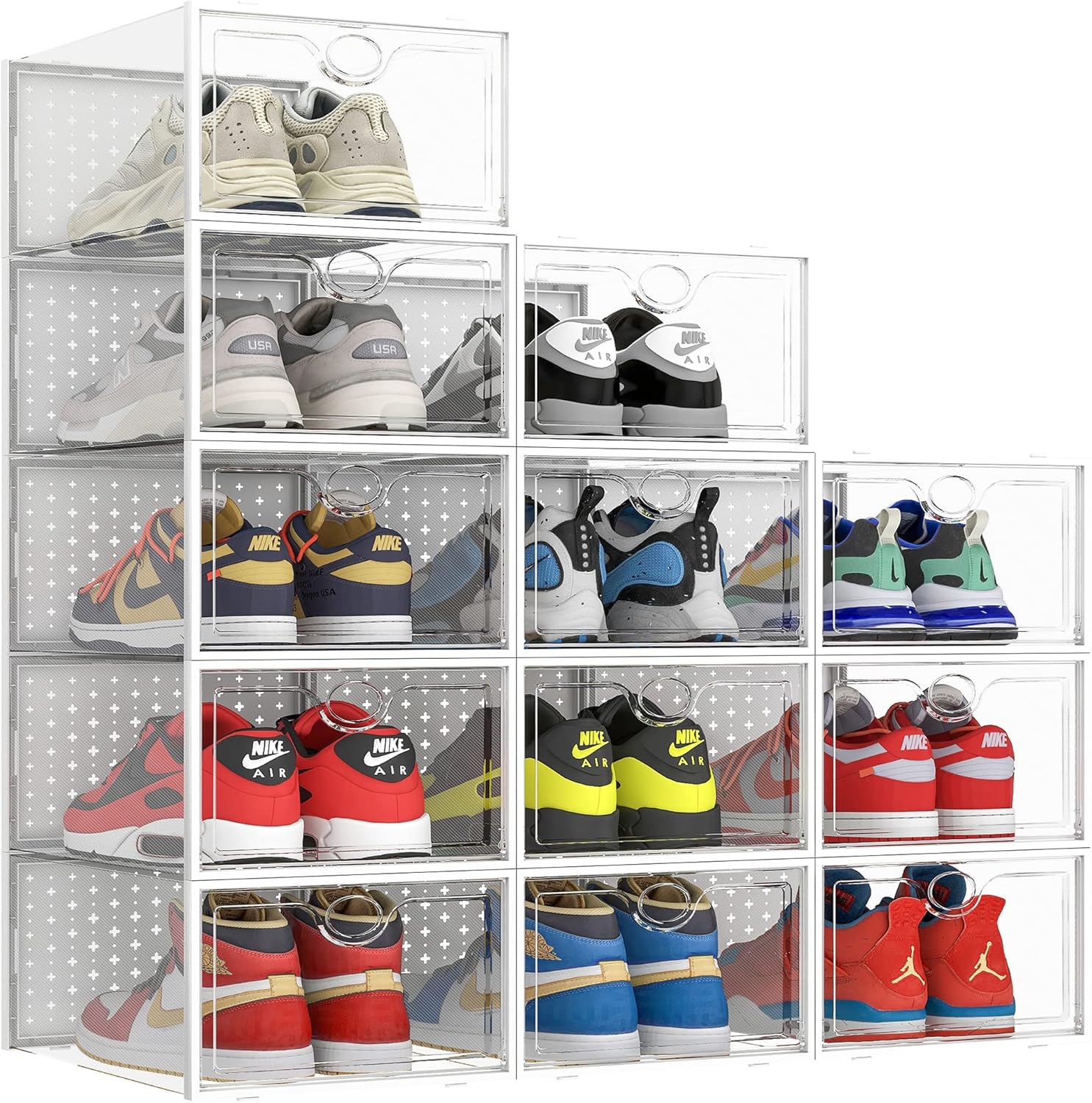 Extra Large Shoe Storage Box, Clear Plastic Stackable Shoe Organizer
