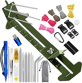 Paracord Bracelet Jig Kit with Paracord Needle Set Adjustable Length Paracord Jig Bracelet Maker Knotter Tools Paracord FID Set Stainless Steel Stitching Set (Army Green)