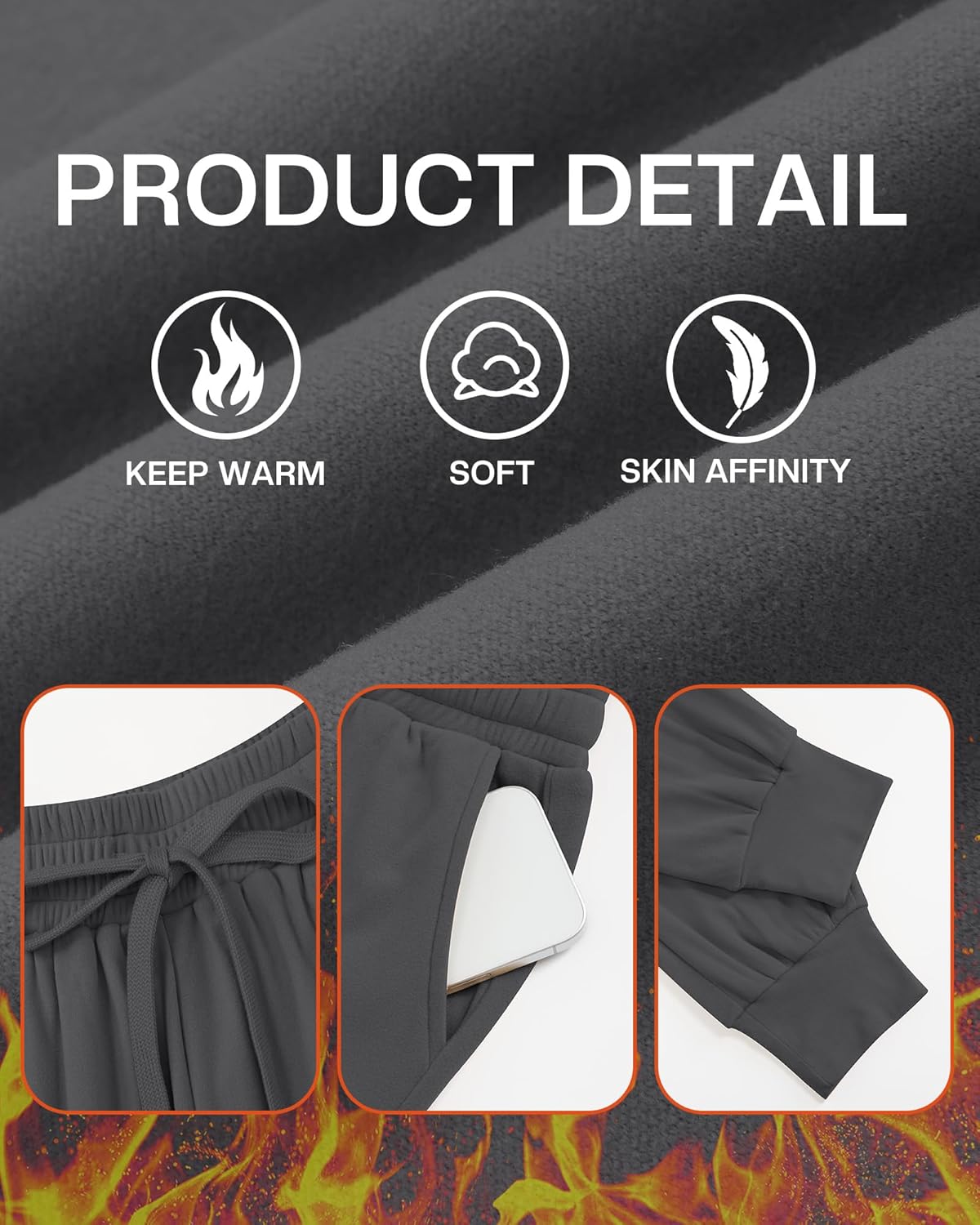 4 Pack Women's Fleece Joggers Winter Drawstring Lounge Sweatpants Thermal Workout Yoga Pants with Pocket - Image 3