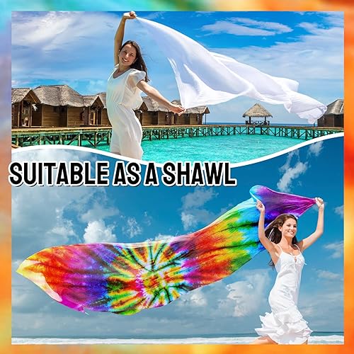 Miniatura 7 de Tudomro 4 piezas de tapiz de algodón blanco para teñido anudado, fondo liso en blanco, costuras perimetrales, tapiz colgante de pared