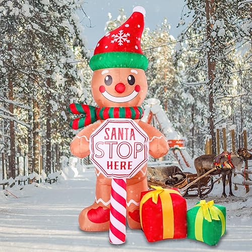 Miniatura 10 de Vipush - Decoraciones inflables de Navidad de 7.5 pies, Papá Noel surfeando, decoración navideña inflable para exteriores con luz LED, decoración