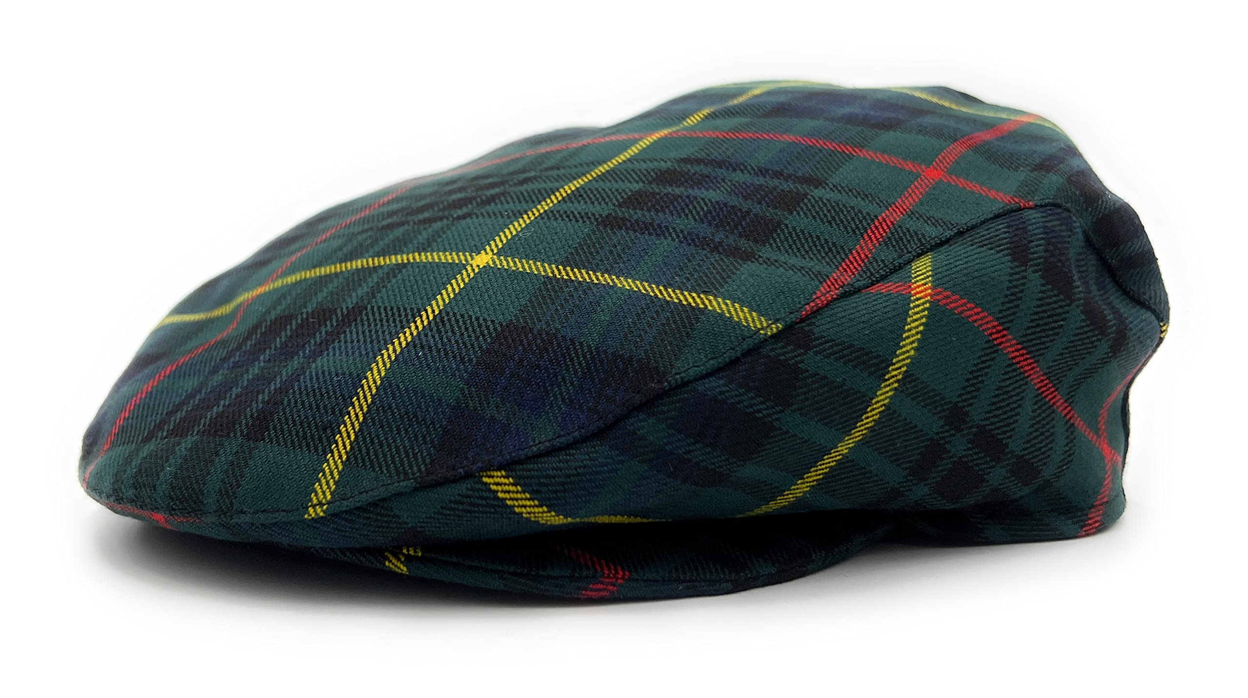 Tartan Tweeds Men's Stewart Hunting Tartan Flat Cap Comfort Fit Quilted Lining British Made (S)