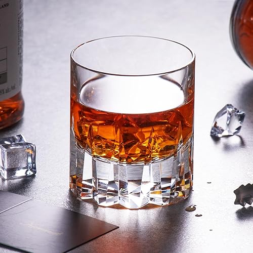 Miniatura 6 de KAMMAK K9 - Juego de 2 vasos de whisky de cristal, hechos a mano de 7.78 onzas, sin tallo, vasos de cóctel soplados a mano de lujo, taza escocesa