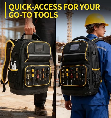 Miniatura 9 de Mochila de herramientas, bolsa organizadora de herramientas de alta resistencia para hombres, regalo para papá, soporte de herramientas técnico