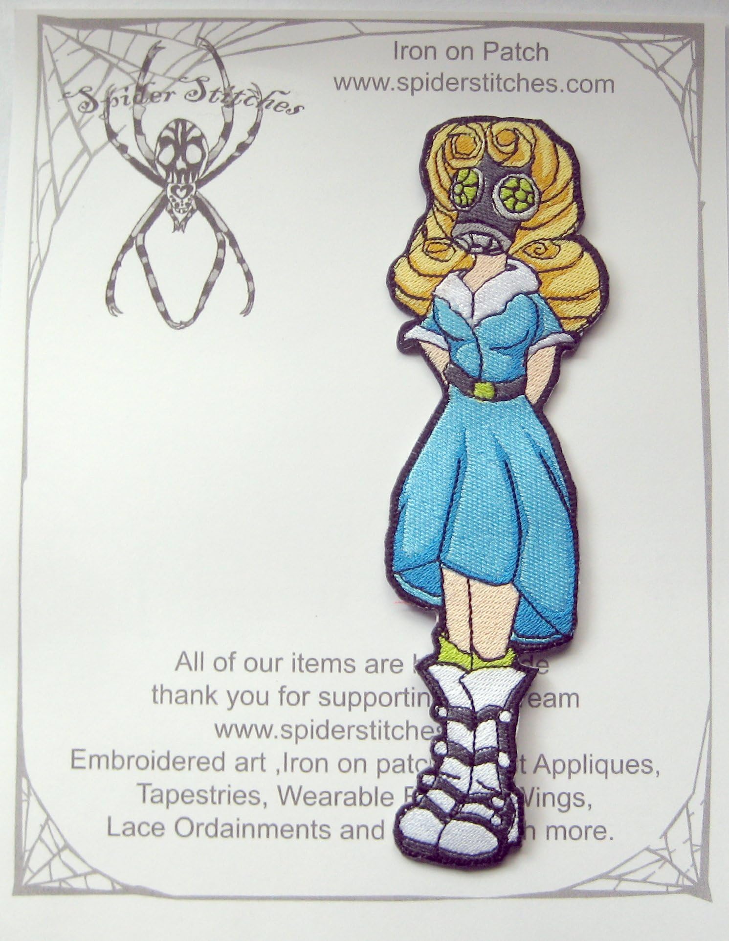 Medium Plague Survivor Girl Steam Punk Iron ON Patch