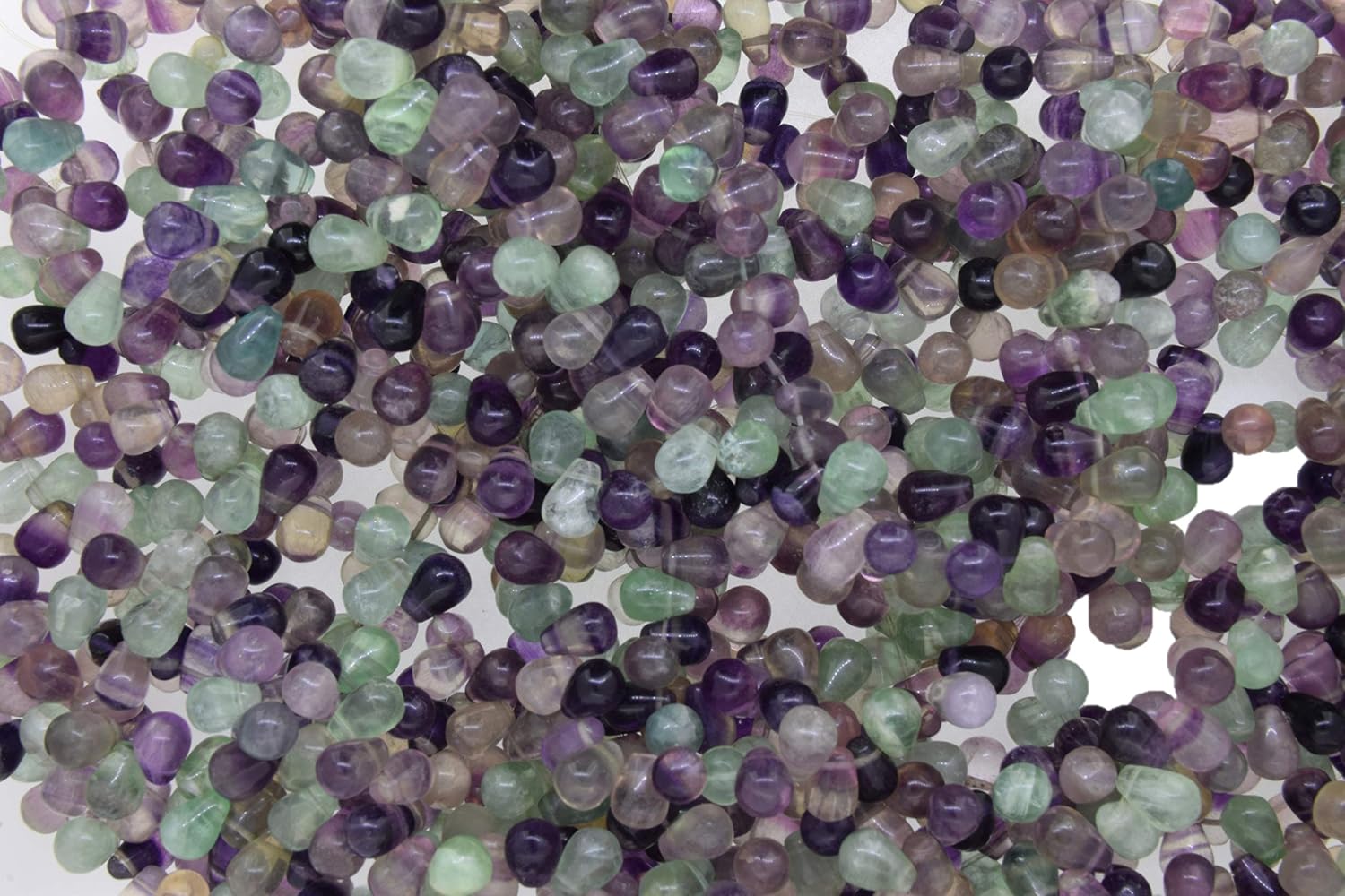 Natural Fluorite Plain Teardrop Shape Gemstone Beads for Jewelry Making, Jewelry Supplies, Fluorite Beads 7x10 mm Size, 1 Strand Each of 16" Length