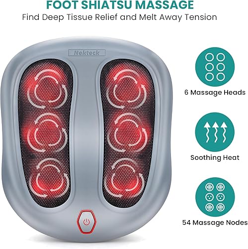 Vista 2 de Nekteck - Masajeador de pies, máquina de masaje mediante calor generado por electricidad, para fascitis plantar, función de calor infrarrojo Gris