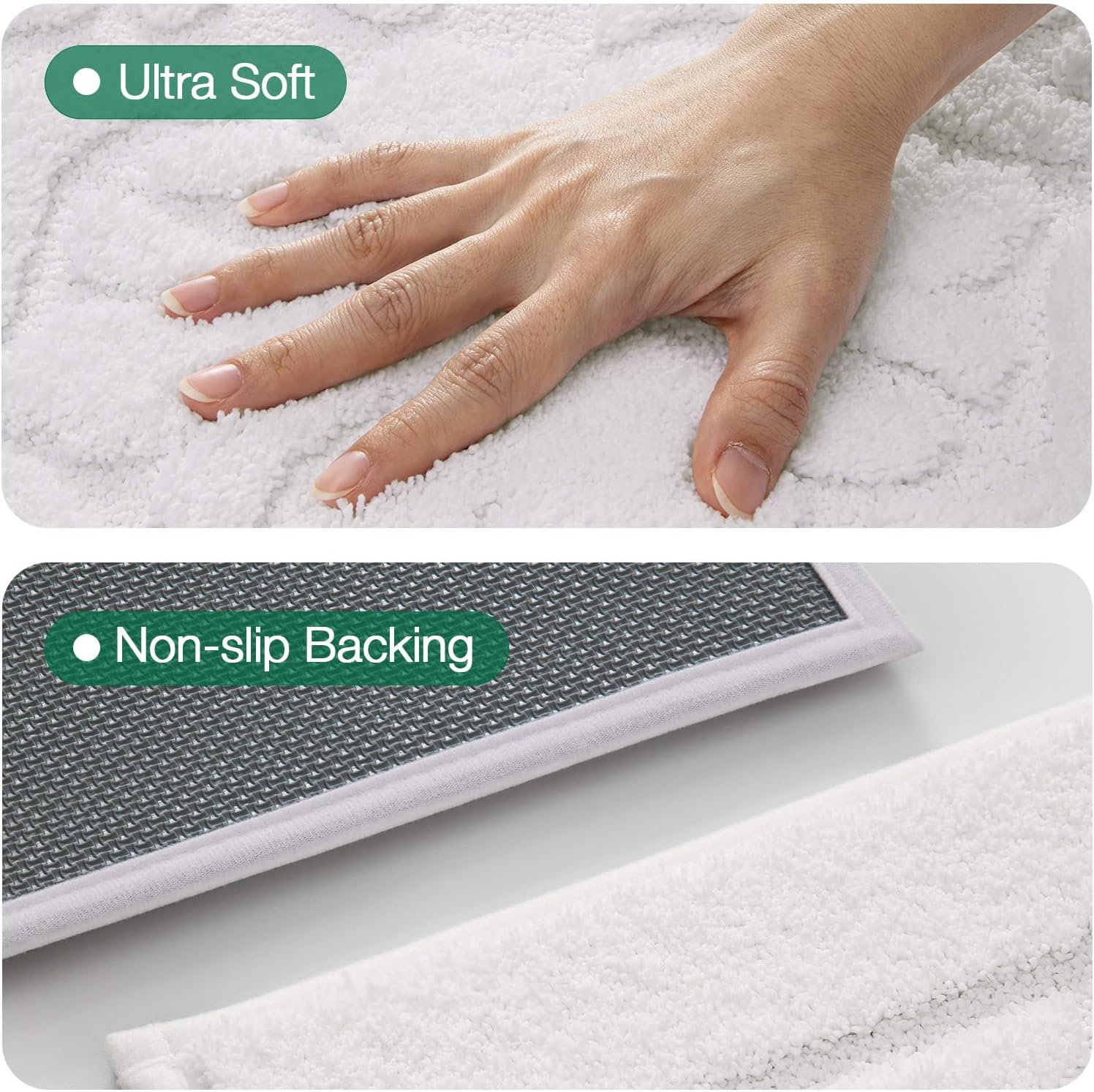 LUMI Ultra Absorbent Bathroom Rug Non Slip Rubber Backing, Machine Washable Bath Mat Soft Premium Microfiber, Elegant Floral Bath Rugs Quick Dry for Bathtub and Shower Floor, Decor, 24x36 - Image 6