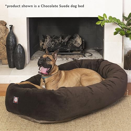 Miniatura 7 de Majetic Pet Products - Cama en forma de bagel para perro, de gamuza color gris, 40 pulgadas, con reposacabeza