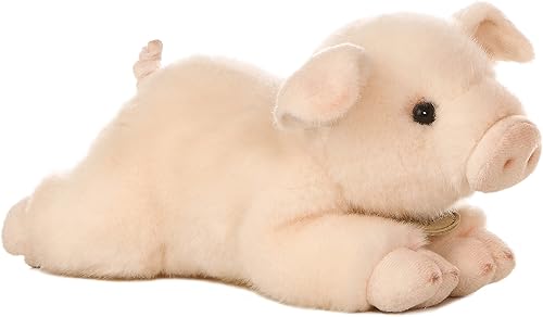 Aurora® Adorable cerdo de peluche Miyoni®, detalle realista, compañía entrañable, rosa, 8 pulgadas
