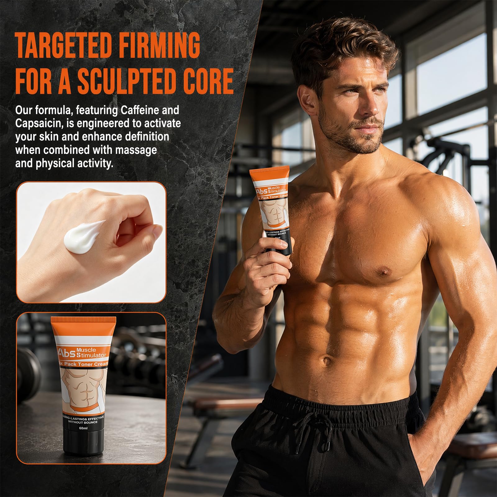 Crema Abdominal 2 Piezas, Crema De Masaje Con Efecto Calor, Gel Corporal Para Fitness Y Entrenamiento