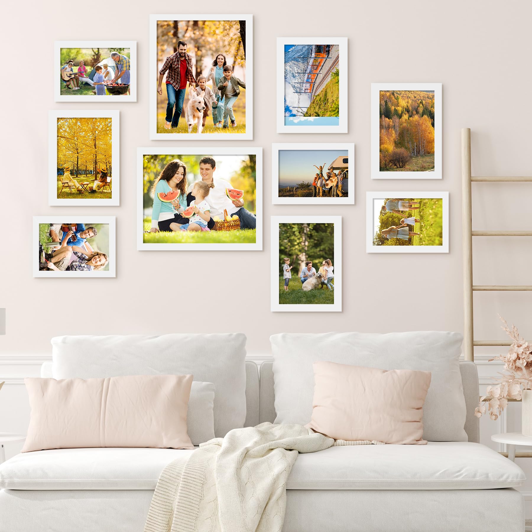 BESCRCL Paquete de 10 marcos de fotos para decoración de pared, juego de marcos de pared de galería para mesa o pared, varios tamaños con dos marcos de fotos de 8 x 10, cuatro de 5 x 7 y cuatro de 4 x