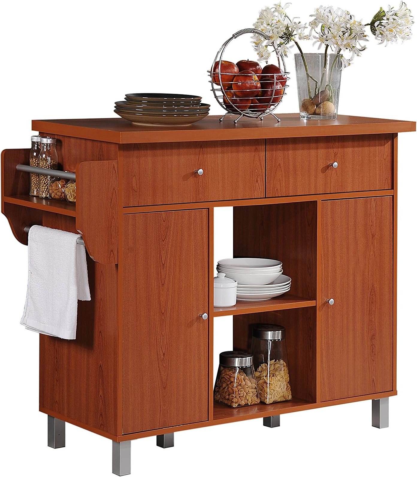 HodedahImport Import Kitchen Island with Spice Rack & Towel Rack,