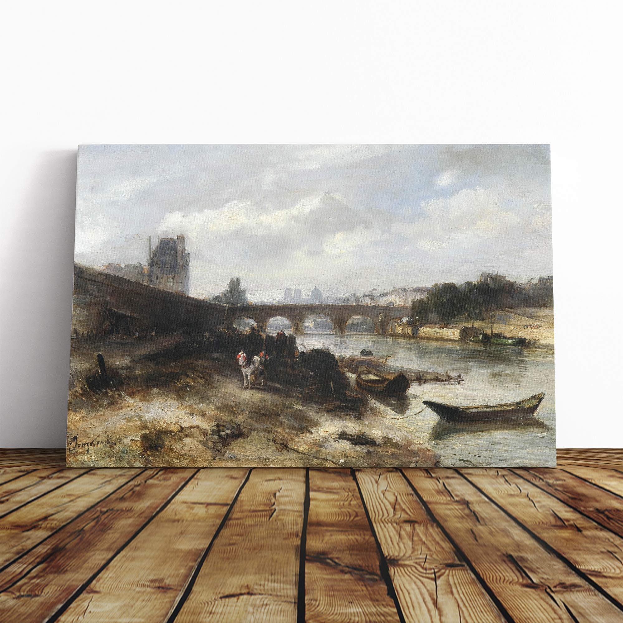 Johan Jongkind Bridge Canvas Print | Gallery Wrapped 30mm Frame Wall Art | 30x20 inches | Ready to Hang | Modern Cityscape Picture | Living Room Bedroom Lounge Office